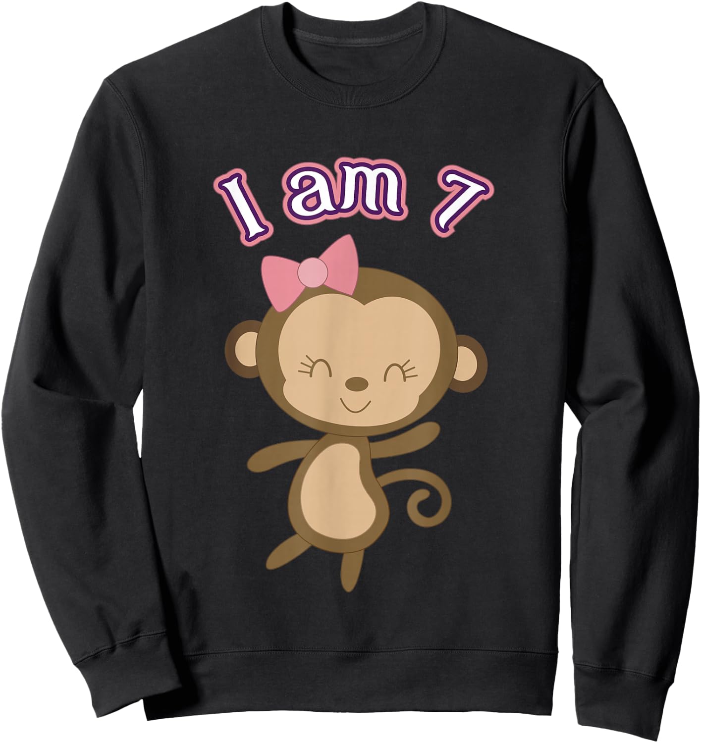 Seventh Birthday Monkey Kids for 7 Years Old Sweatshirt - Sweatshirt | Black