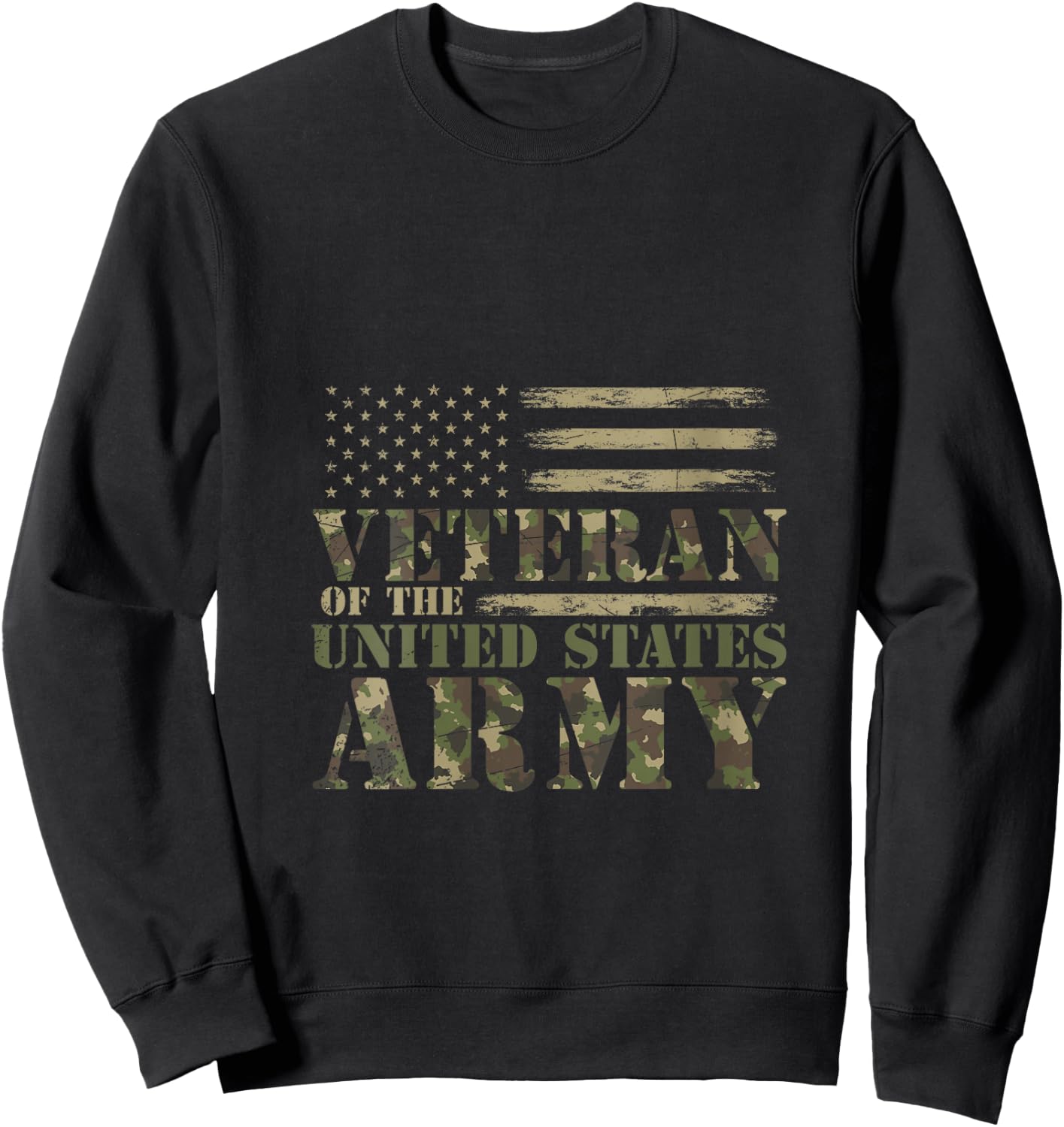 Proud Soldier United States Army USA Flag Camouflage Veteran V-Neck Sweatshirt - Sweatshirt | Black