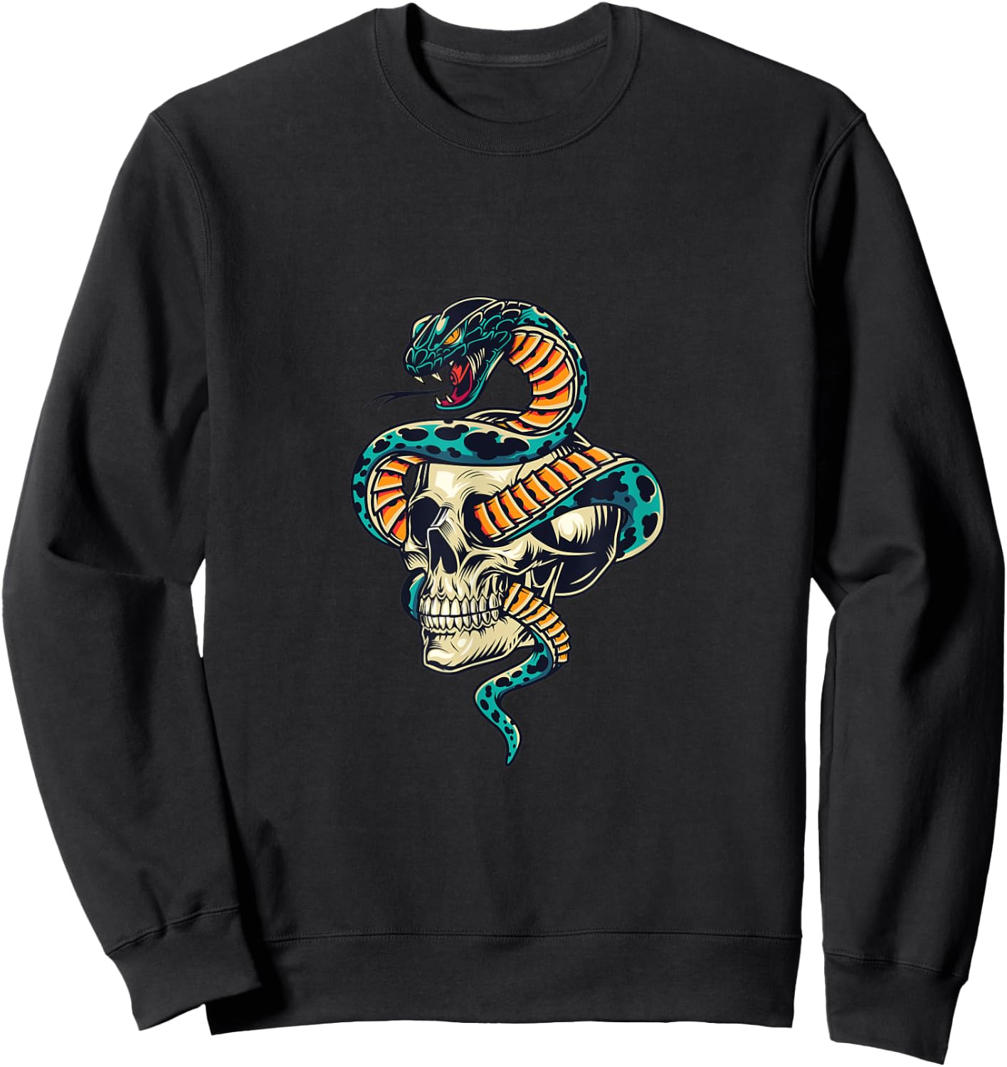 Tattoo Design Snake in Skull Cobra Skull Sweatshirt - Sweatshirt | Black