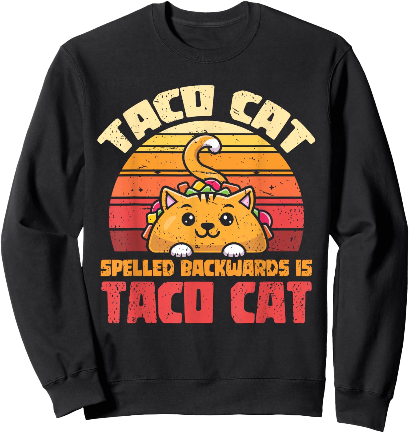 Tacocat Spelled Backwards Is Tacocat Funny Retro Taco Women Girls Kids Sweatshirt - Sweatshirt | Black