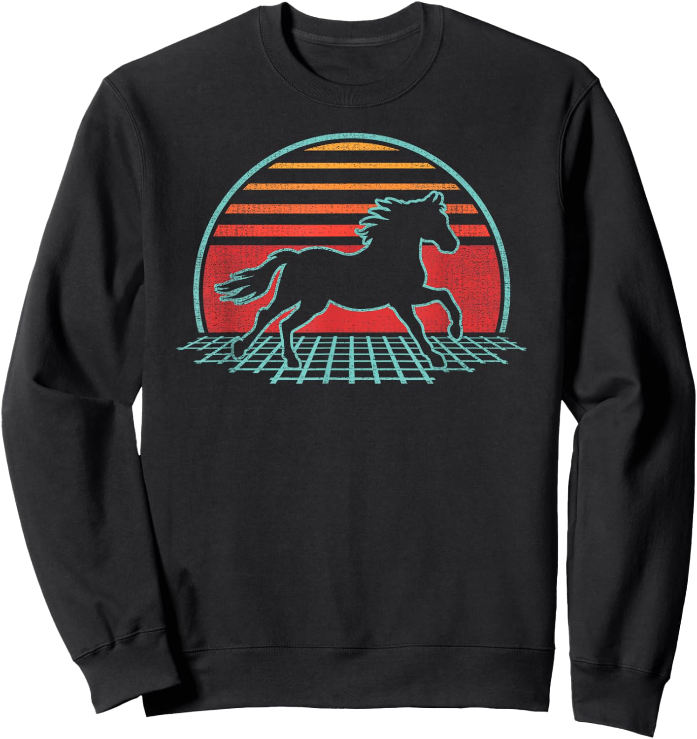 Horse Lover Animal Retro Vintage 80s Style Sweatshirt - Sweatshirt | Black