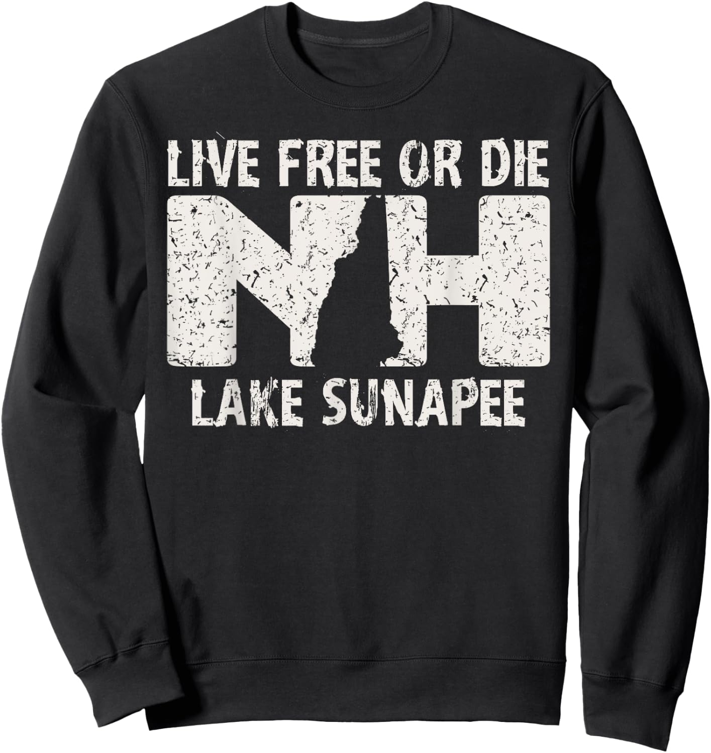 Lake Sunapee, NH Live Free or Die product Sweatshirt - Sweatshirt | Black