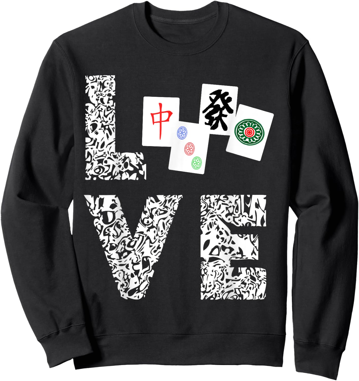 Mahjong Love Playing Chinese Game Mah Jongg Player Sweatshirt - Sweatshirt | Black