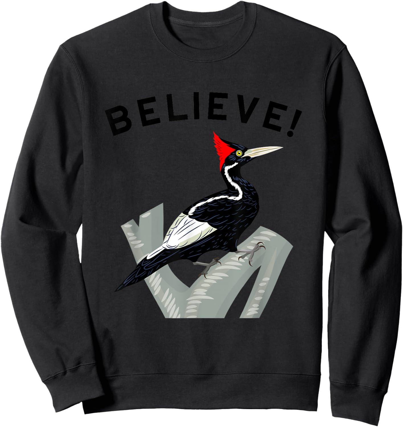 Birdwatching Gifts for Birders Endangered Ivory-Billed Woodpecker Sweatshirt - Sweatshirt | Black