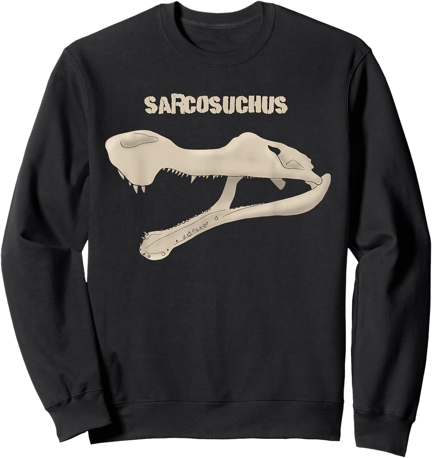 Dinosaur Sarcosuchus Fossil Crocodile Prehistoric Lizard Sweatshirt - Sweatshirt | Black