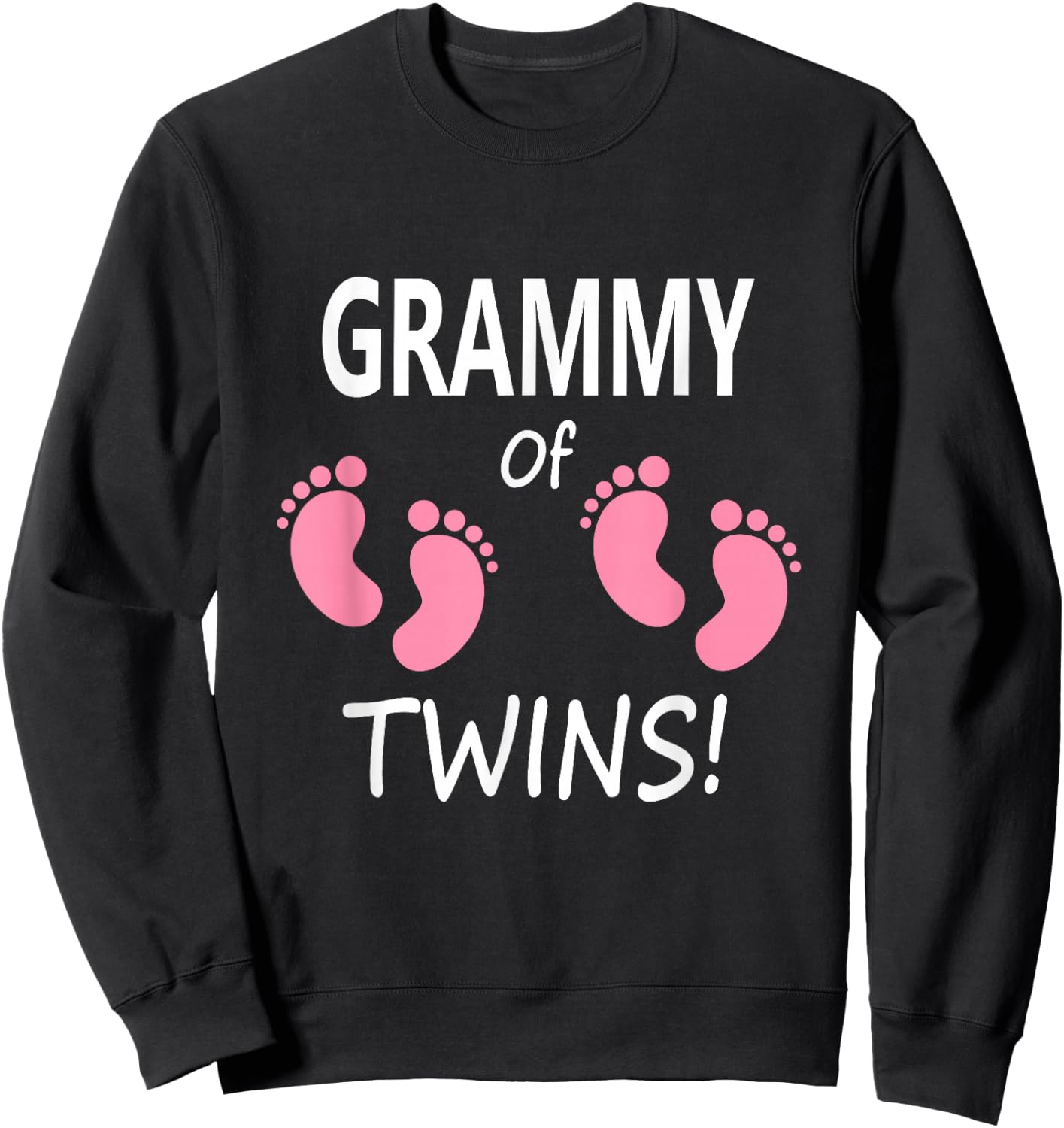 Women's Grandmother Grandma Grammy Twin Girls Pink Footprints Sweatshirt - Sweatshirt | Black
