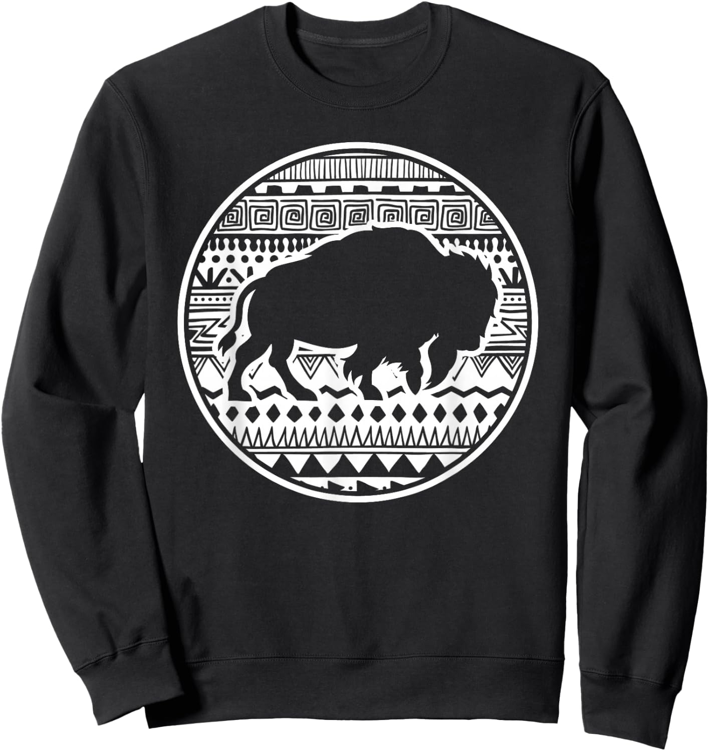 American Bison Animal Lover Vintage Tribal Buffalo Sweatshirt - Sweatshirt | Black