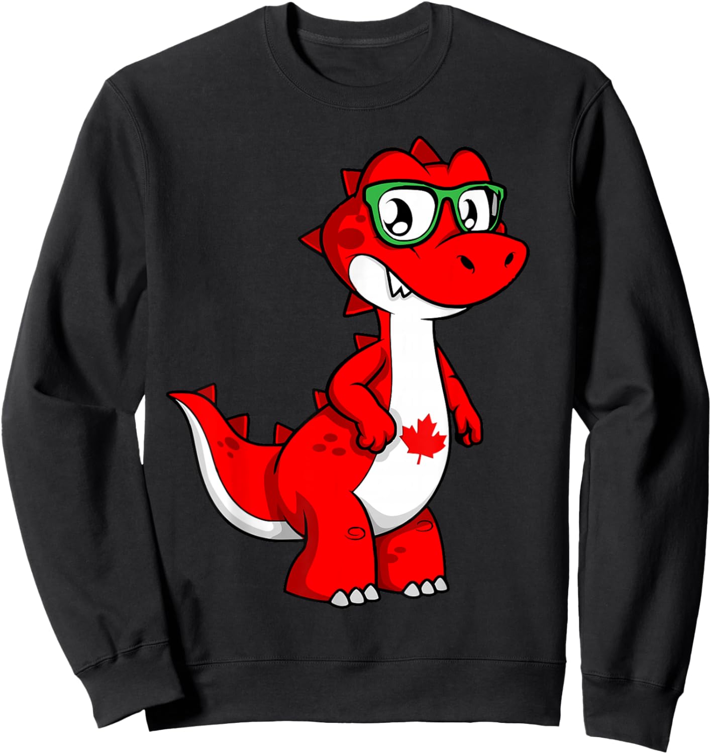 Canada Kids Flag Funny Red Dinosaur Toddler Shirt Flag Sweatshirt - Sweatshirt | Black
