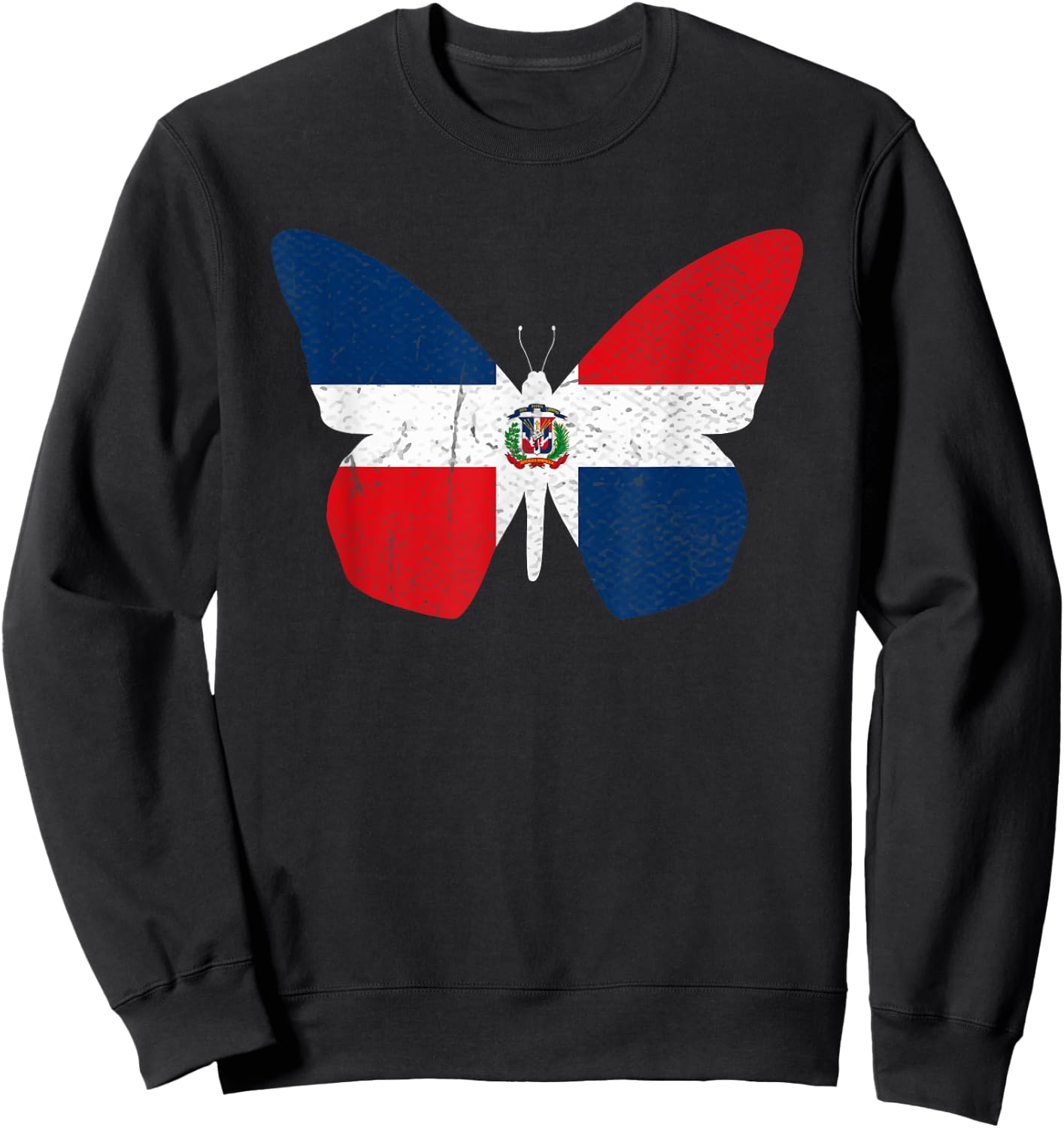 Dominican Republic flag Butterfly Dominicana Sweatshirt - Sweatshirt | Black