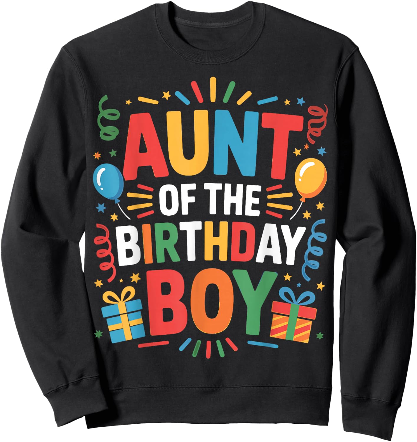 Funny Aunt of the Birthday Boy Cute Family Matching Party Sweatshirt - Sweatshirt | Black