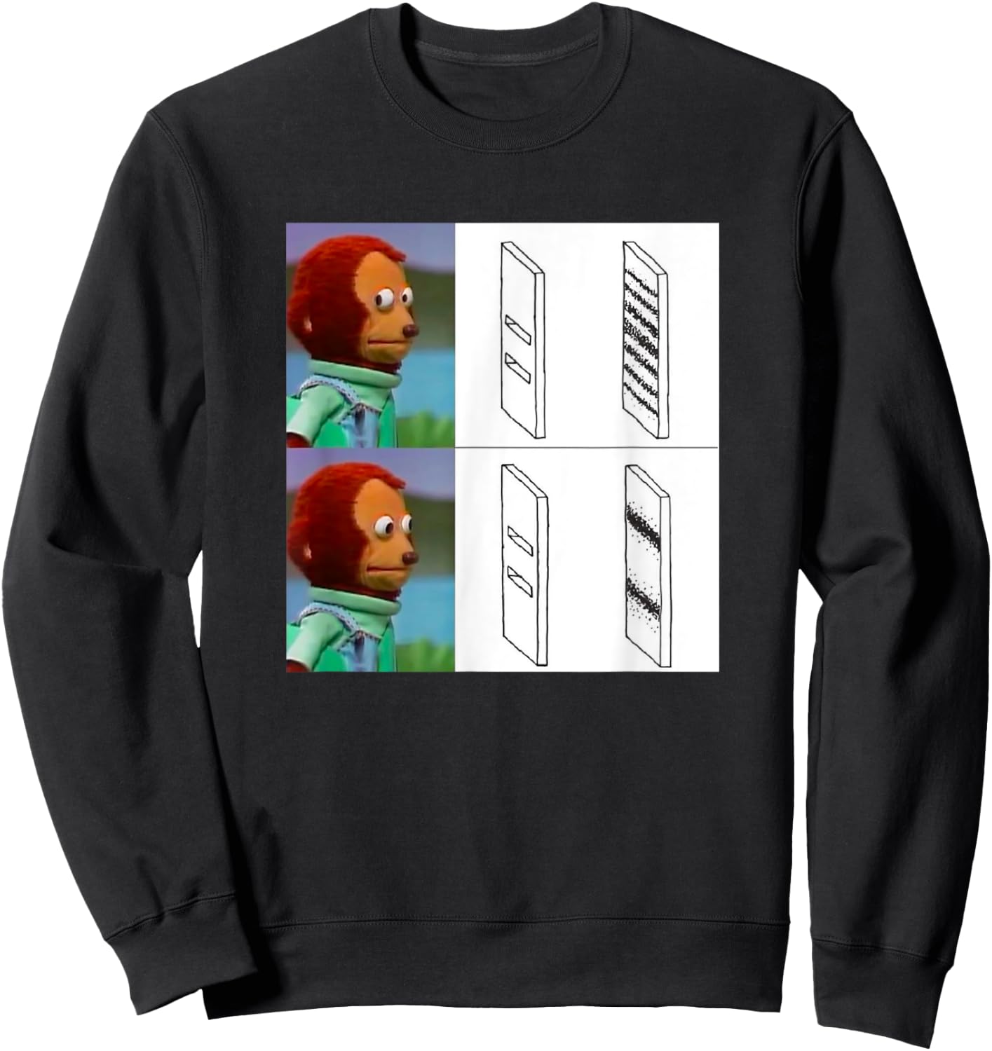 Observer Effect Meme Funny Quantum Physics Awkward Monkey Sweatshirt - Sweatshirt | Black