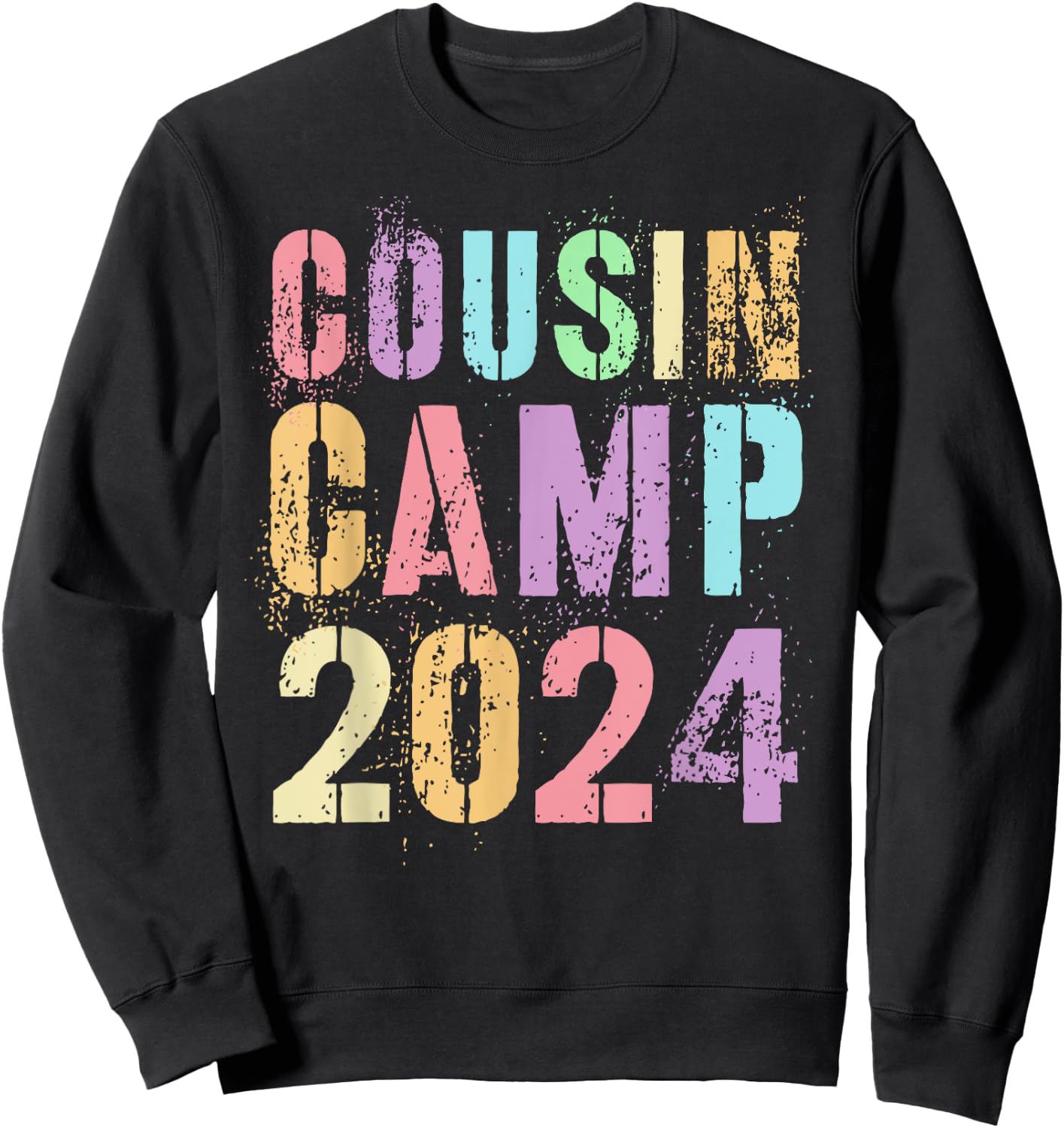 Kids COUSIN CAMP 2024 Family Vacation Crew Summer Trip Vacay Sweatshirt - Sweatshirt | Black