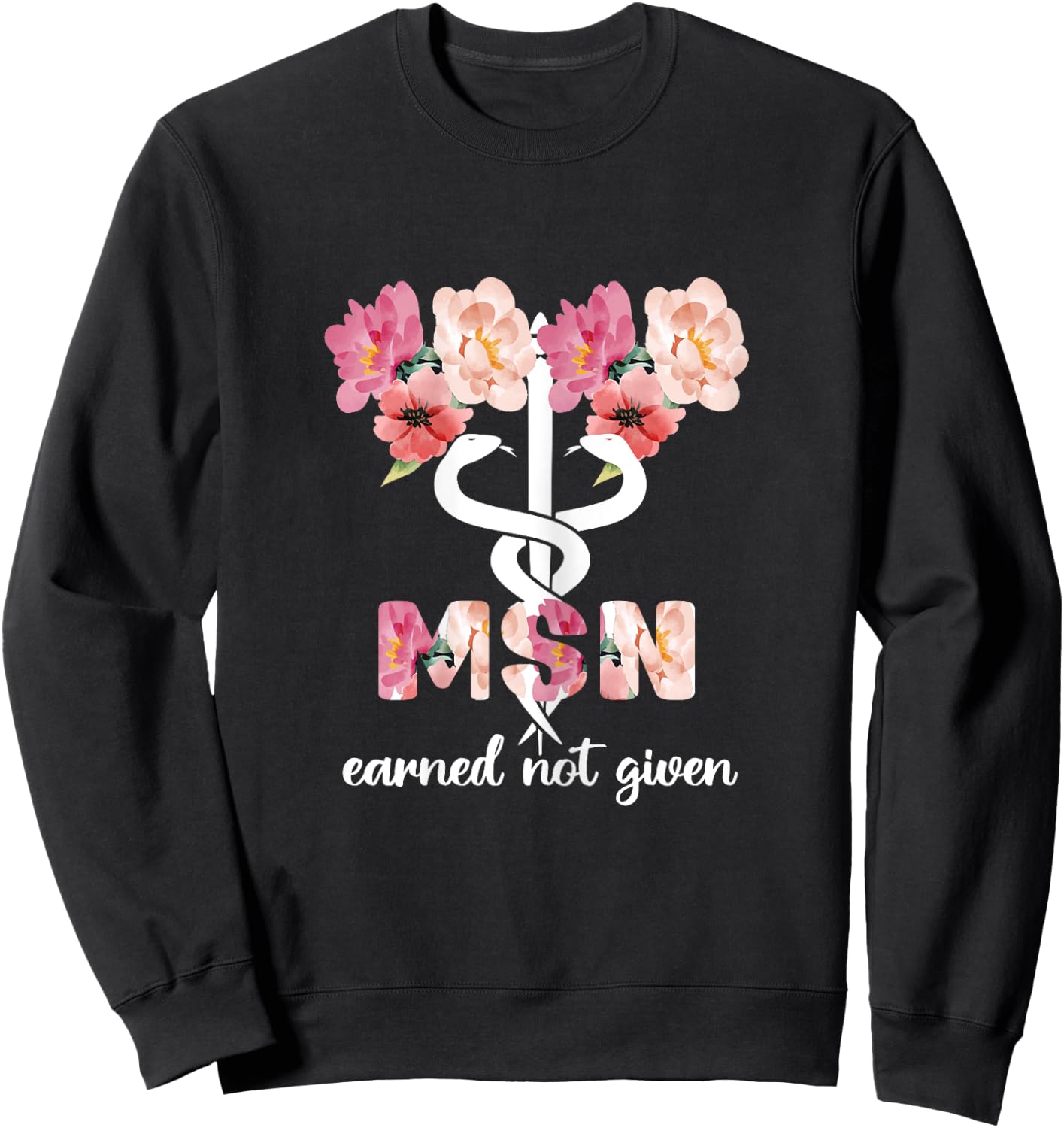Master Of Science In Nursing Student Nurse Caduceus Sweatshirt - Sweatshirt | Black