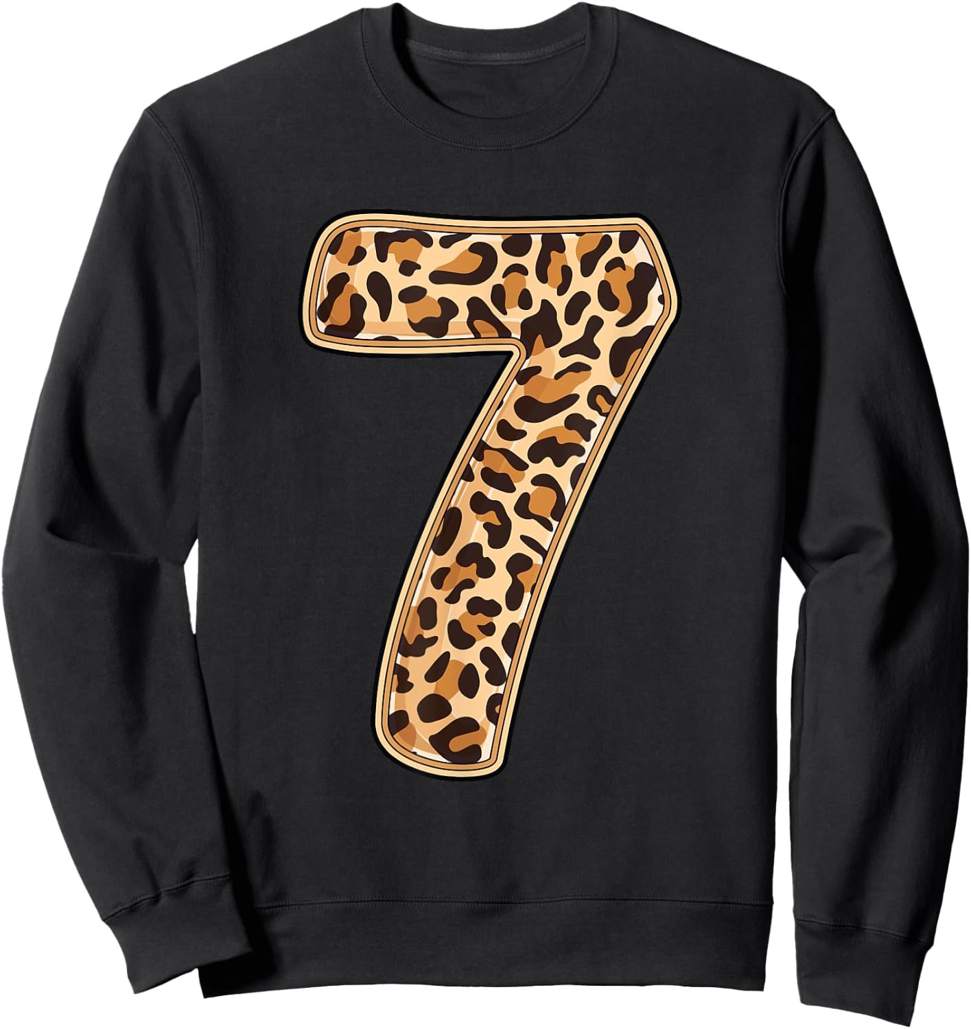 Leopard 7th Birthday Party 7 Seven Years Old Wild Cats Kids Sweatshirt - Sweatshirt | Black