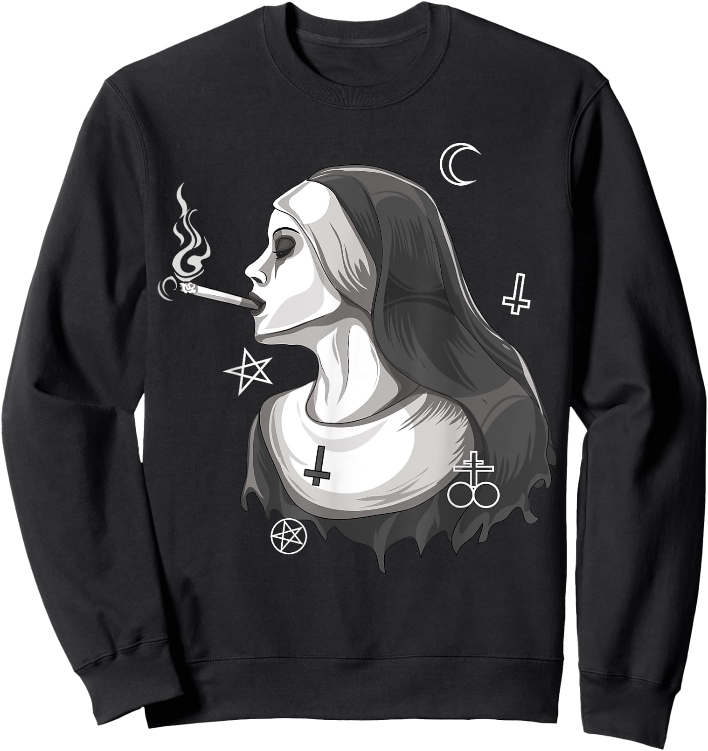 Dark Nun Satanic Occult Gothic Evil Anti-Christ Nun Unholy Sweatshirt - Sweatshirt | Black