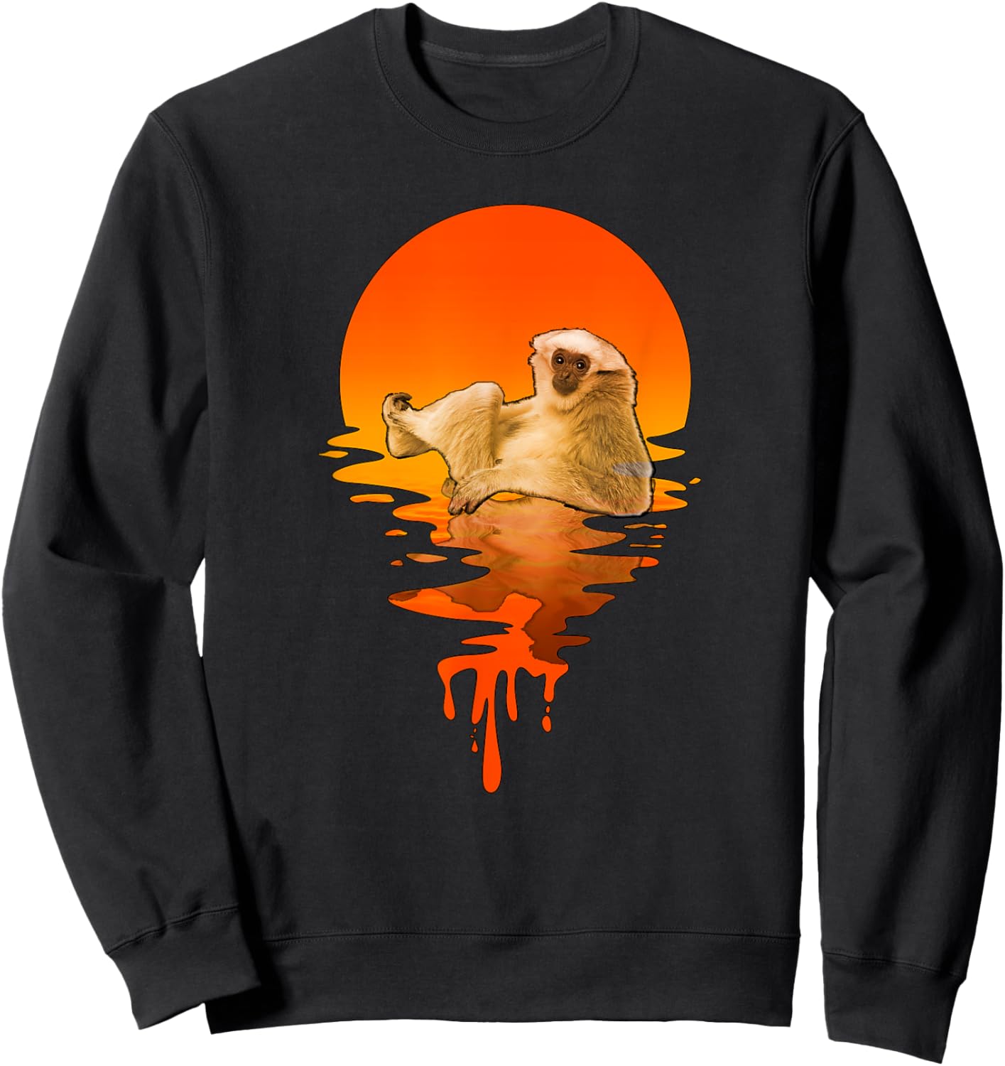 Vintage Retro Style Gibbon Sweatshirt - Sweatshirt | Black