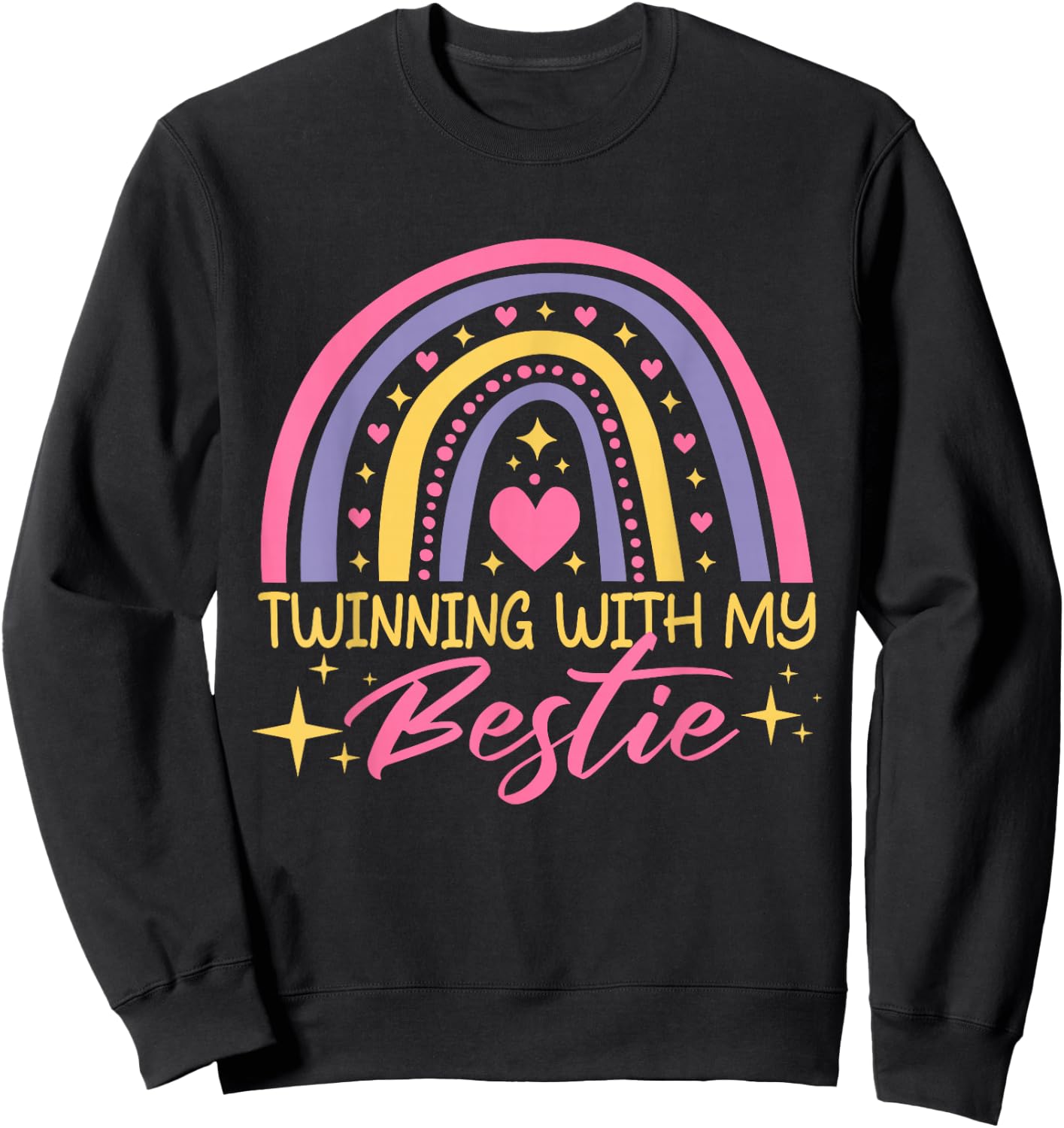 Matching Twin Spirit Week Twinning With My Bestie Rainbow Sweatshirt - Sweatshirt | Black