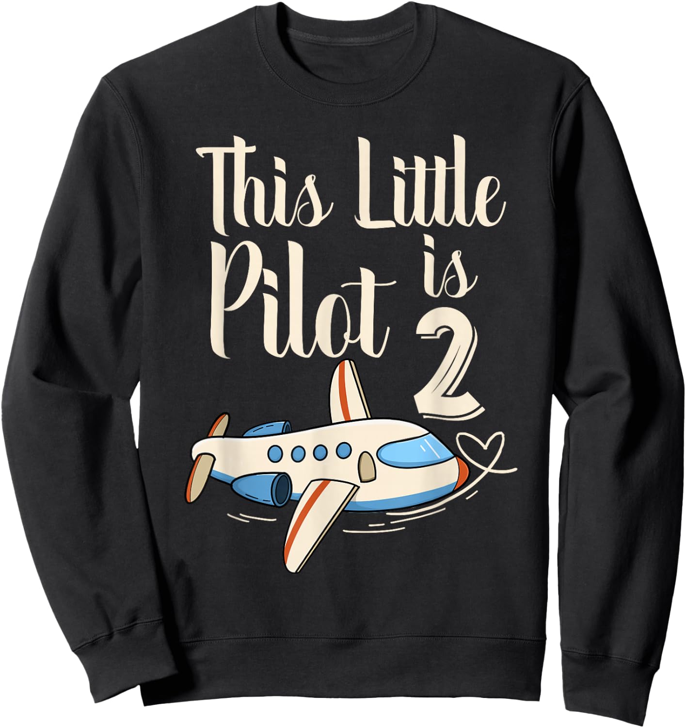 Kids 2 Year Old Boy Girl Airplane Pilot 2nd Birthday Party Sweatshirt - Sweatshirt | Black