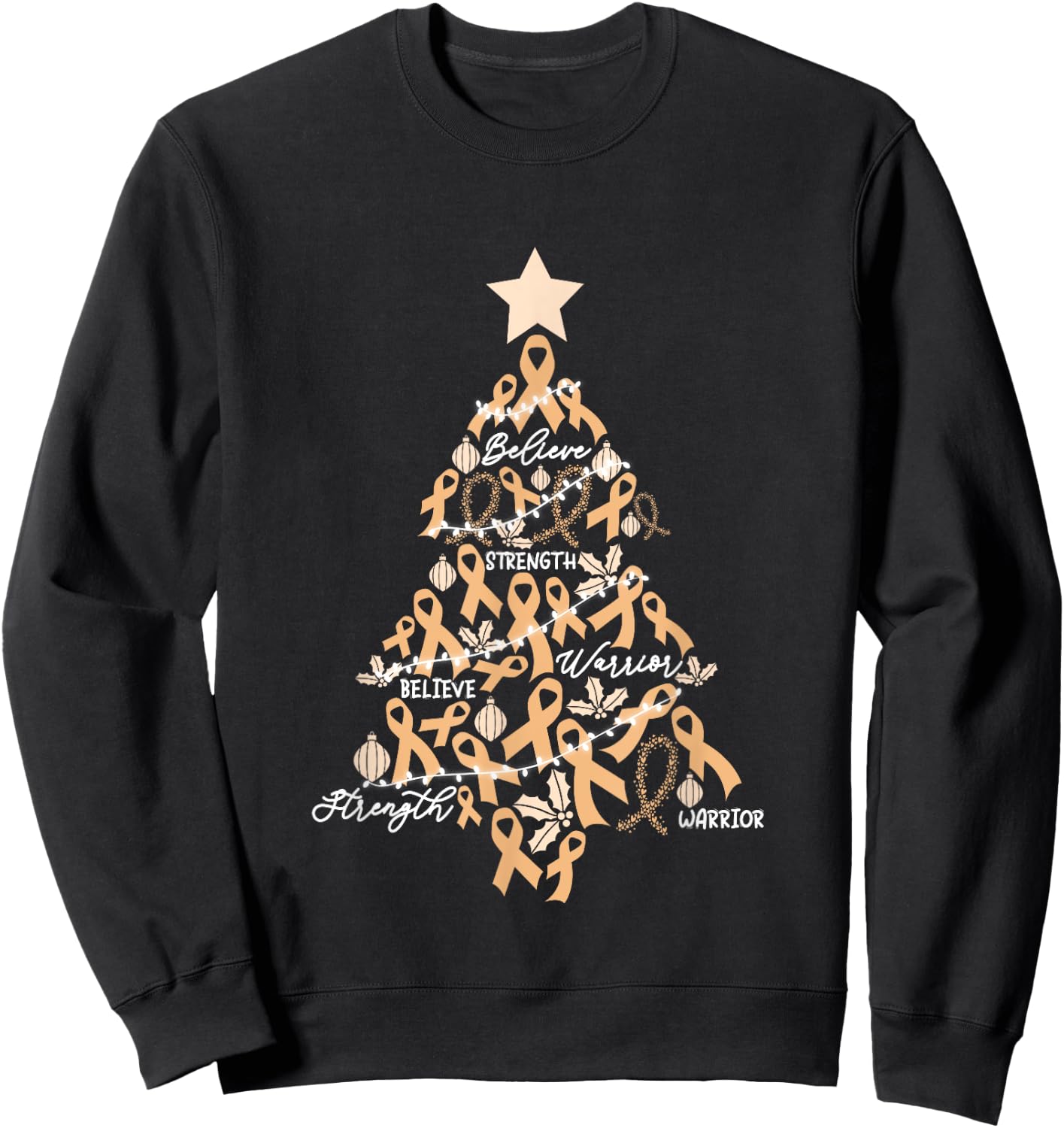 Christmas Uterine Cancer Endometrial Awareness Ribbon Sweatshirt - Sweatshirt | Black