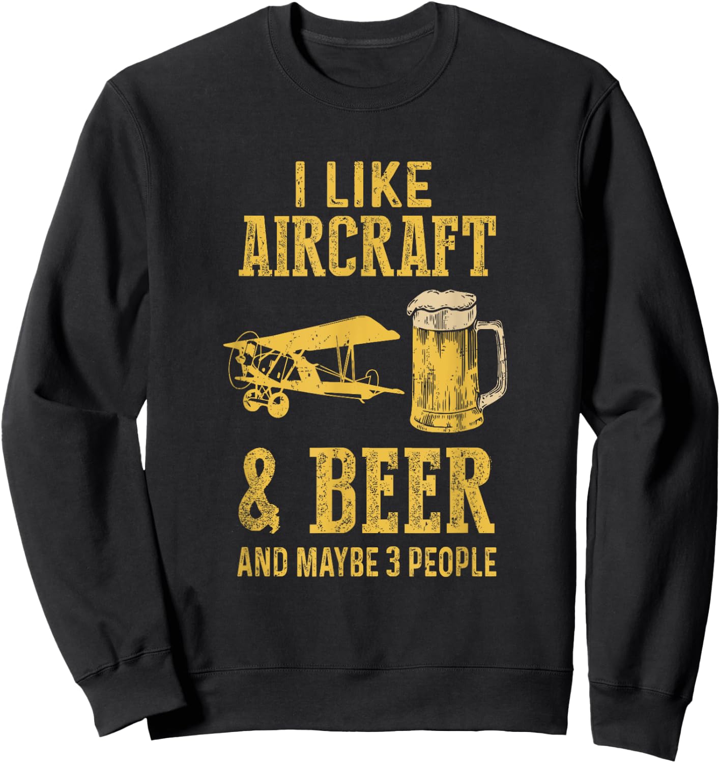 I Like Aircraft And Beer And Maybe 3 People Sweatshirt - Sweatshirt | Black
