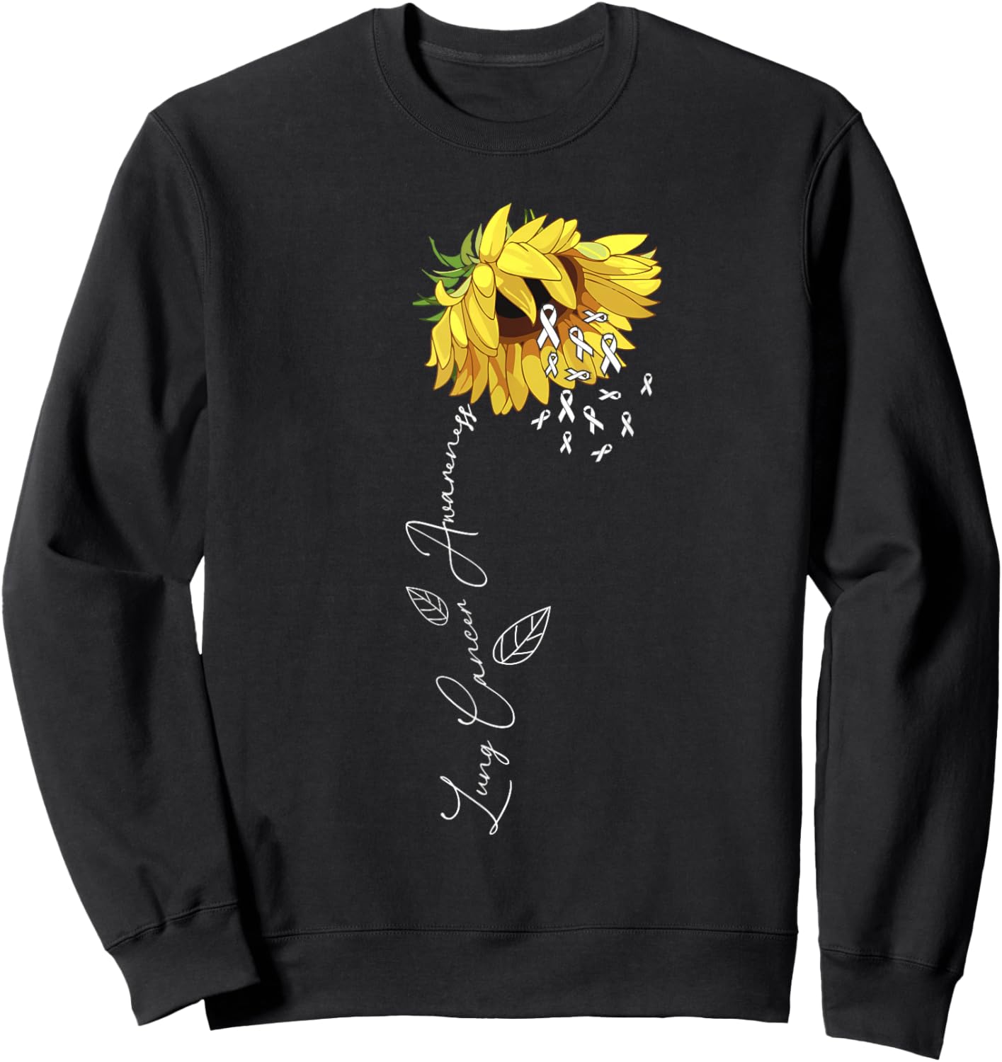 Lung Cancer Awareness Sunflower Sweatshirt - Sweatshirt | Black