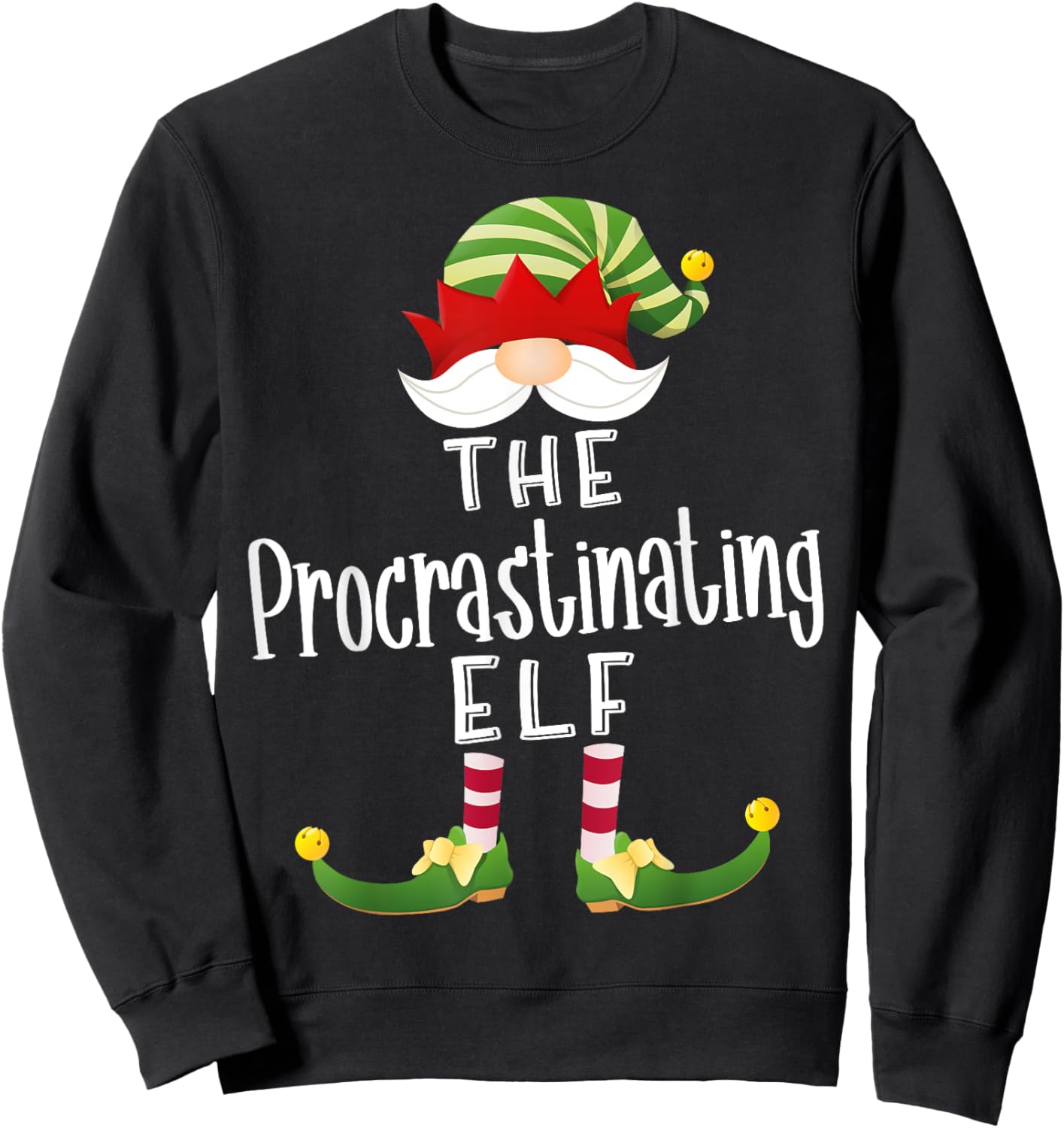 Procrastinating Elf Group Christmas Funny Pajama Party Sweatshirt - Sweatshirt | Black