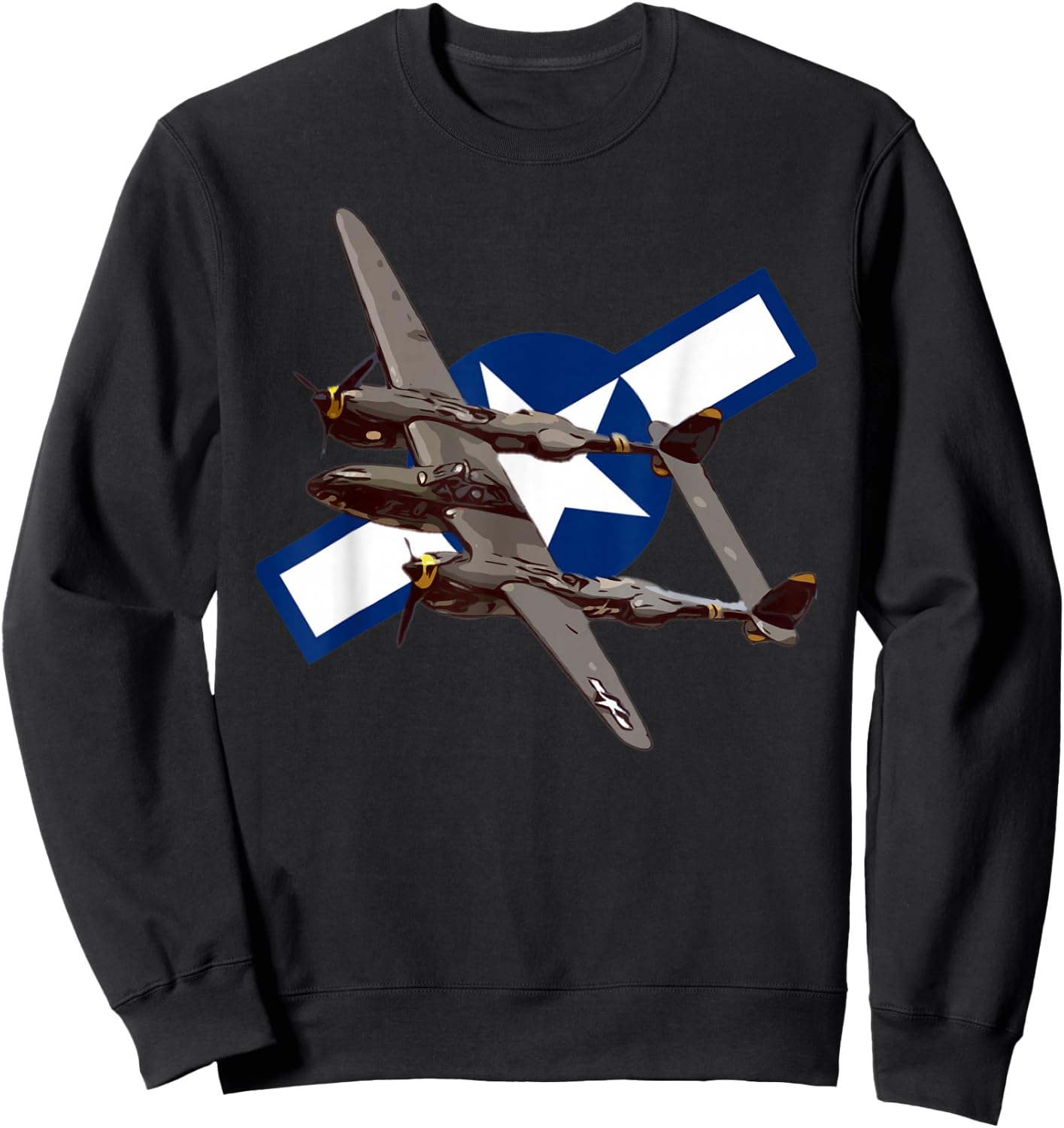 American WW2 Planes P-38 Airplane Spotting Sweatshirt - Sweatshirt | Black