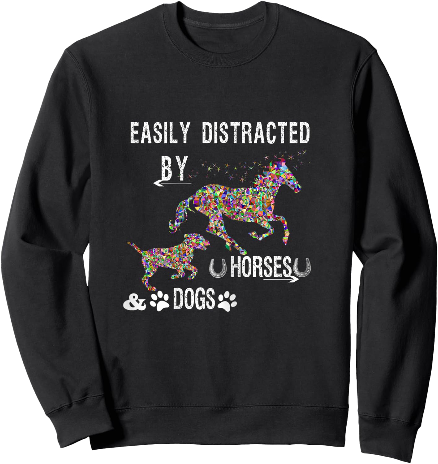 Easily Distracted By Dogs And Horses Shirts for Girls Sweatshirt - Sweatshirt | Black