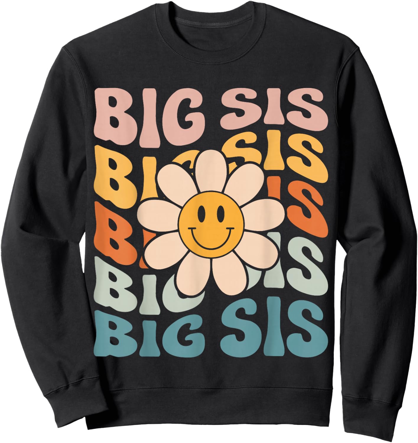 Soon To Be New Big Sister Retro Proud Big Sis Announcement Sweatshirt - Sweatshirt | Black