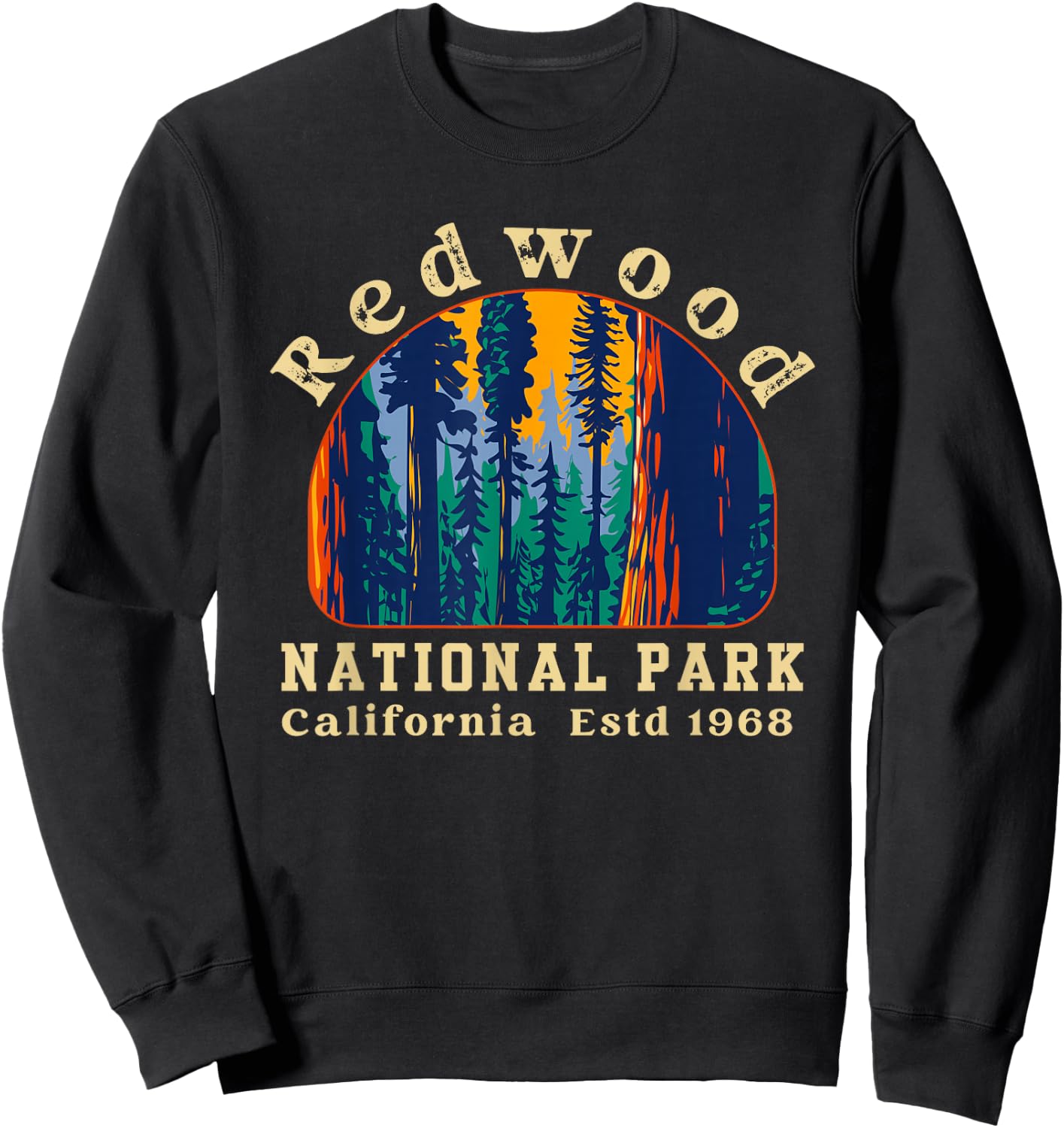 Redwood National Park California Retro Vintage Camping Gifts Sweatshirt - Sweatshirt | Black
