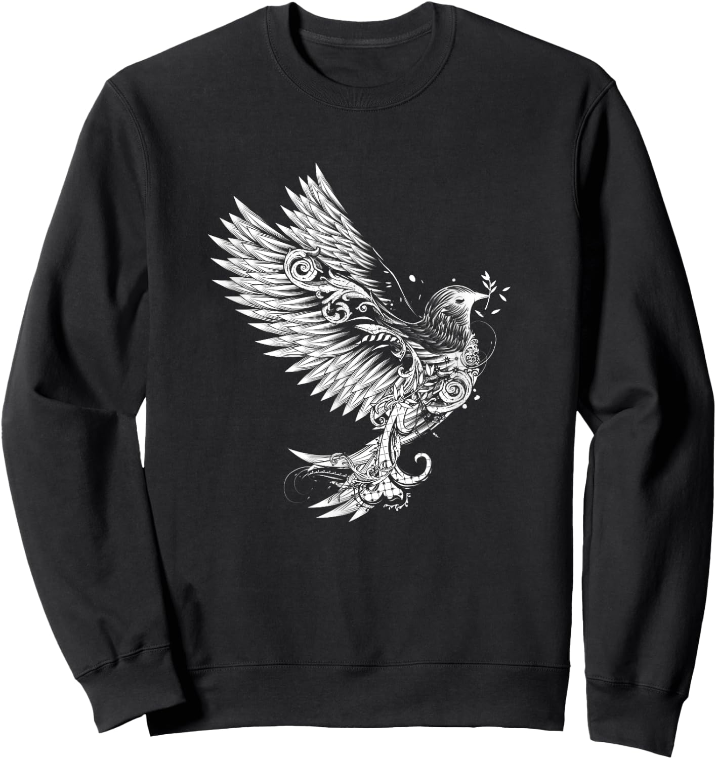 Drawing of an ornamental decorated white dove Sweatshirt - Sweatshirt | Black