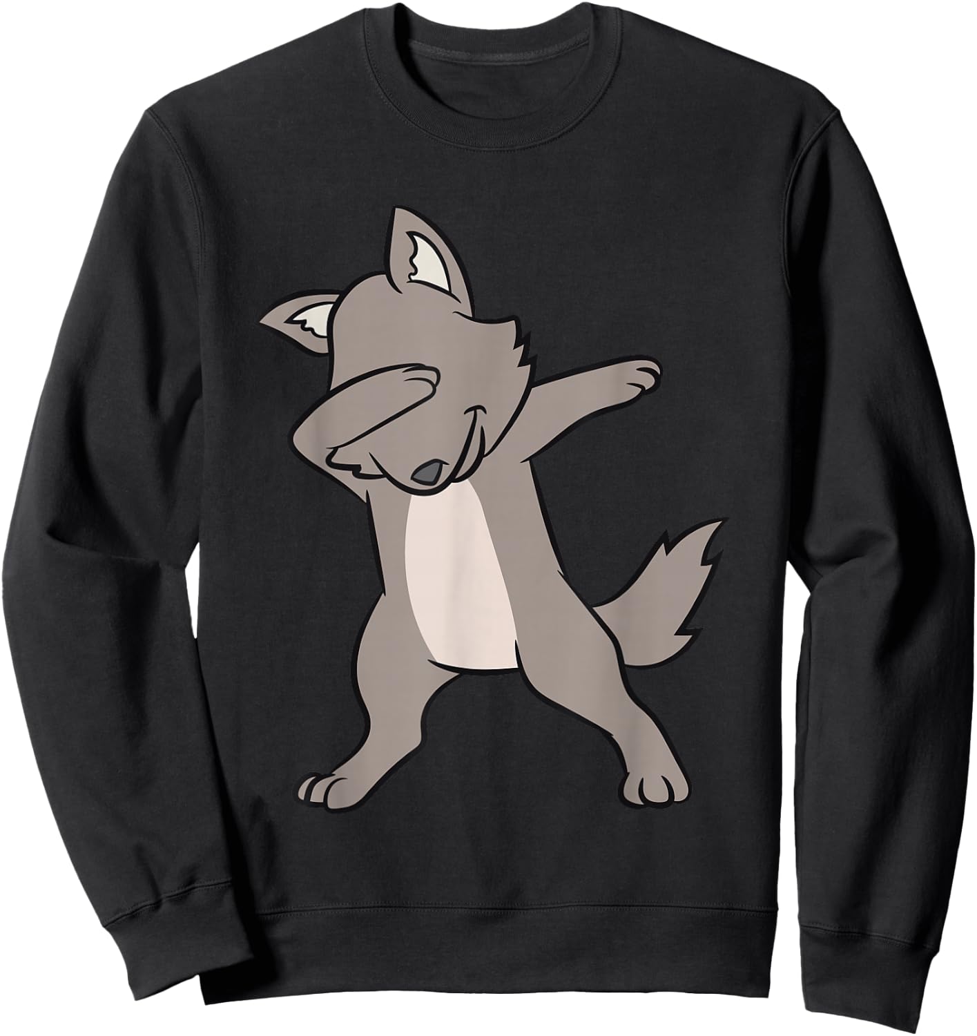 Dabbing Wolf Funny Wolf Lover Cute Wolves Sweatshirt - Sweatshirt | Black