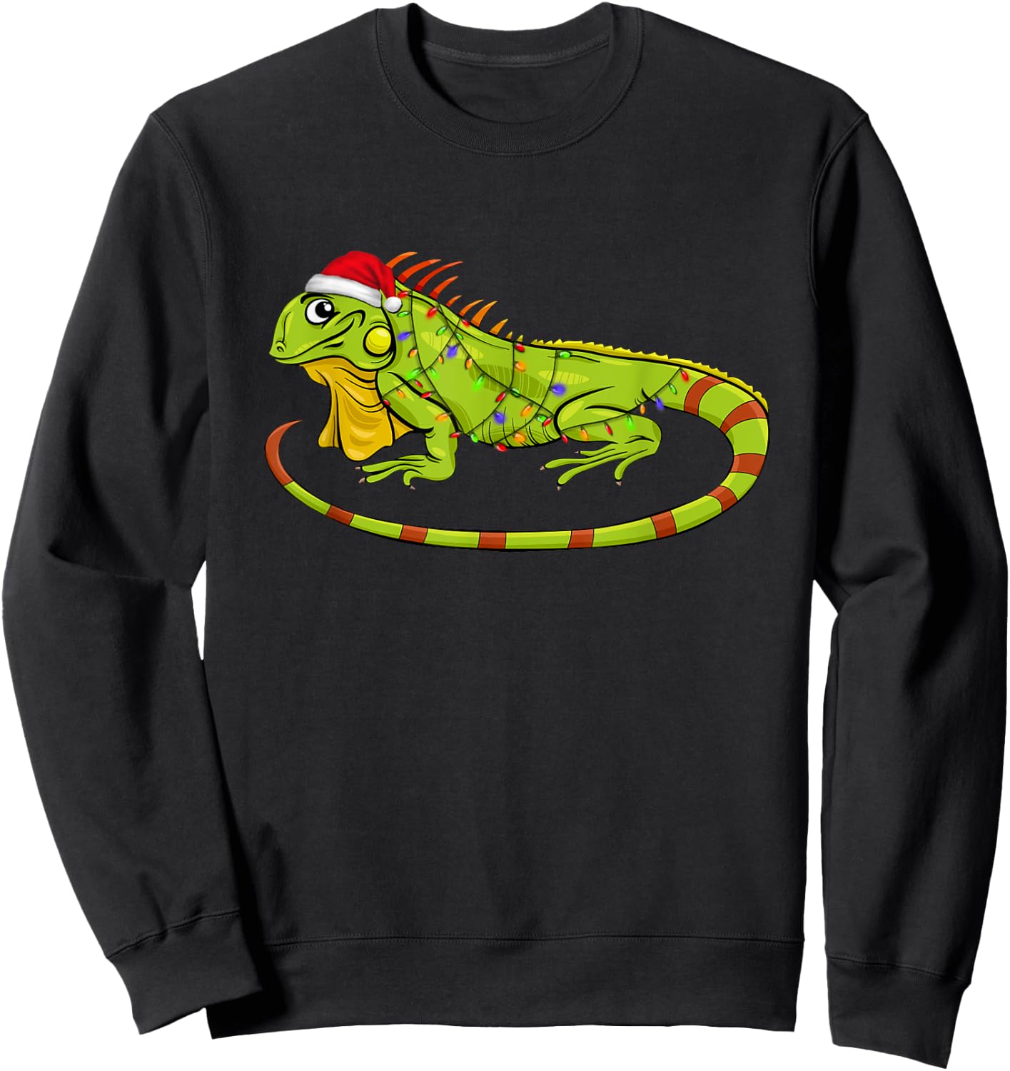 Iguana Christmas Light Sweater Funny Animals Lover Xmas Gift Sweatshirt - Sweatshirt | Black