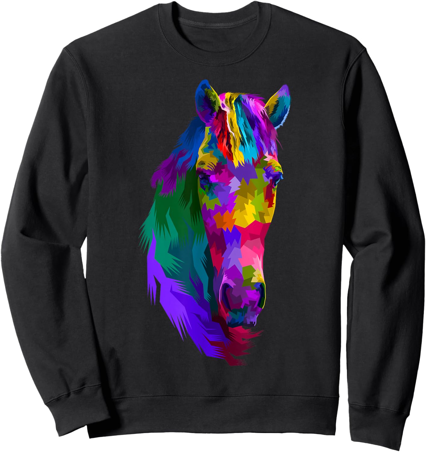 Colorful pop art horse portrait | Funny Horses Sweatshirt - Sweatshirt | Black
