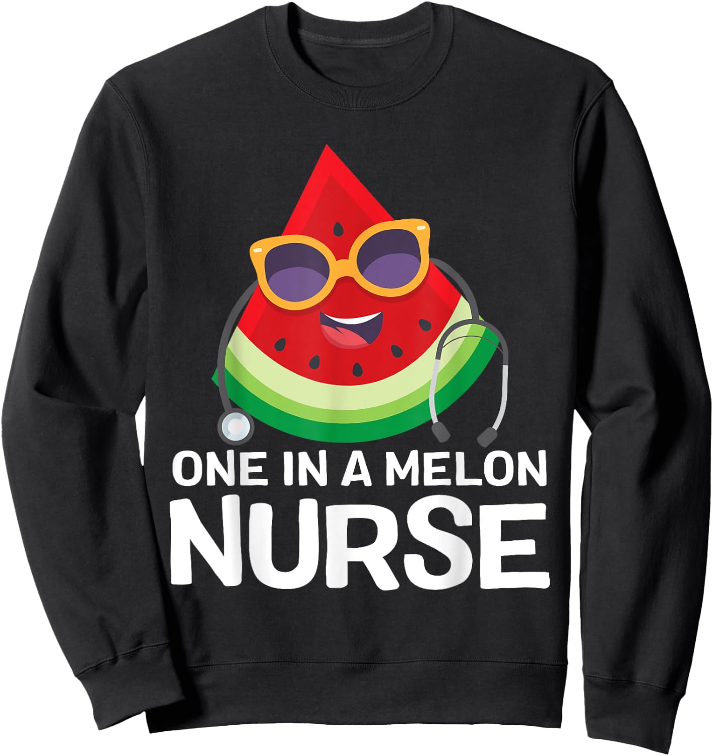 One in a Melon Nurse summer RN Watermelon nursing Women Sweatshirt - Sweatshirt | Black