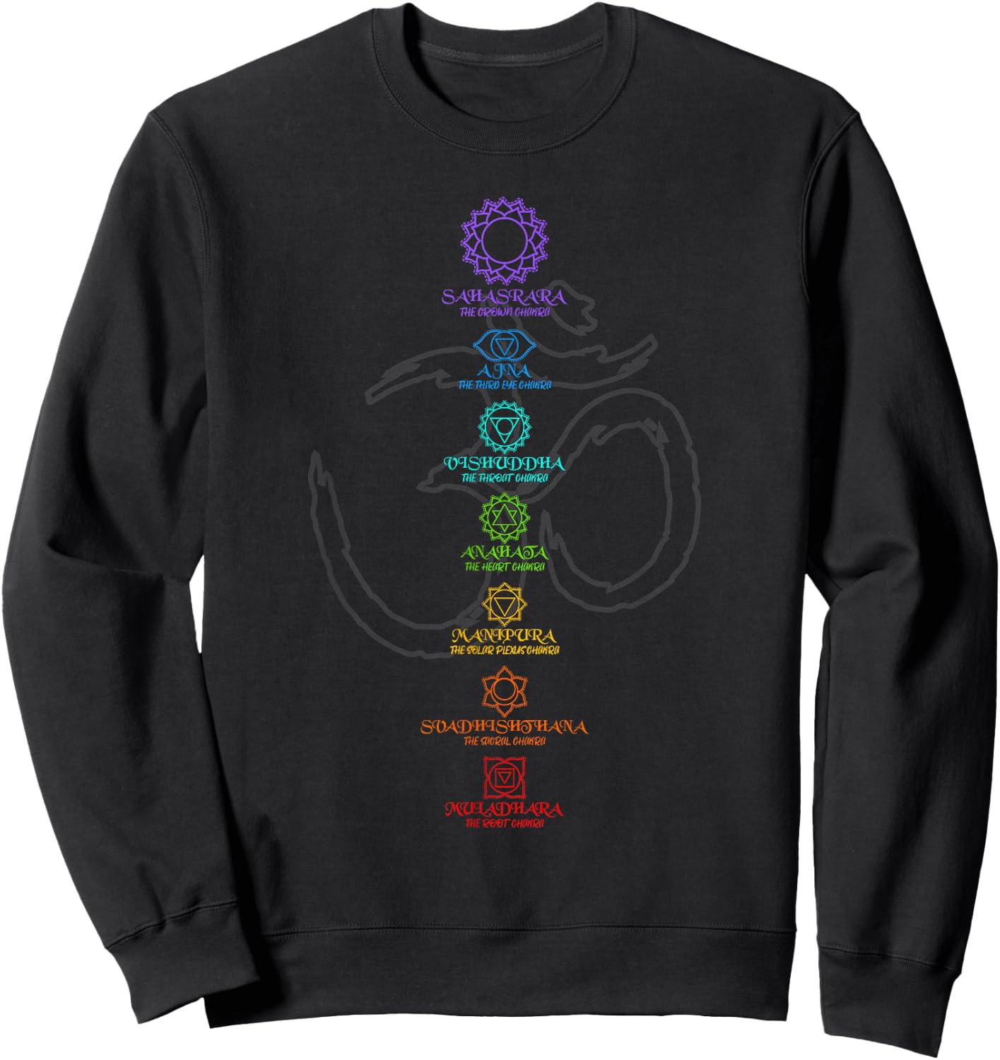 Spirituelle Yoga Shirts Fr Mnner und Frauen Women's Yoga Meditation Spiritual Body Energy Centres Chakra Black Short Sleeve Classic Fit S Sweatshirt - Sweatshirt | Black