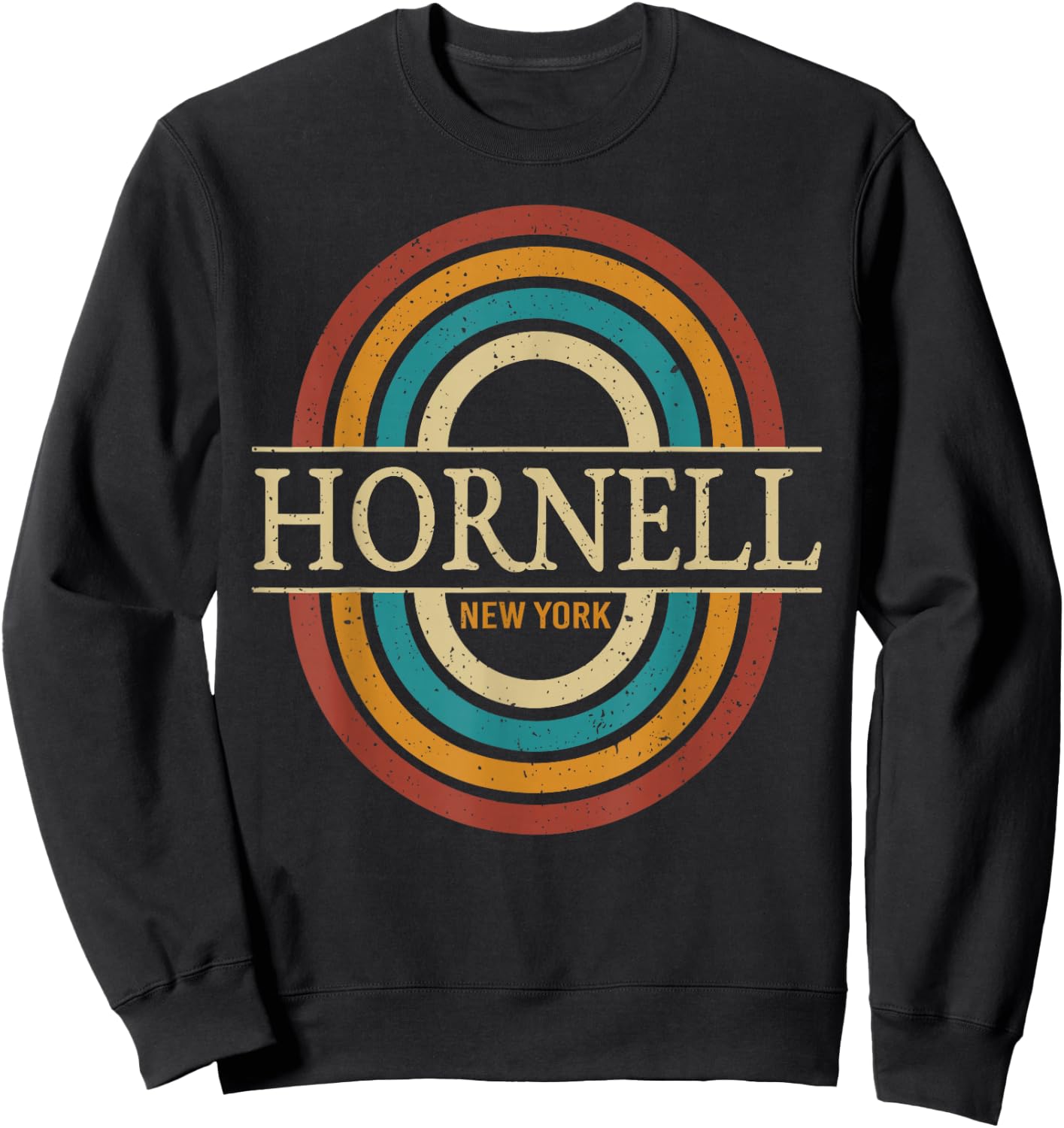 Vintage Retro Hornell NY New York Souvenir Men Women Sweatshirt - Sweatshirt | Black