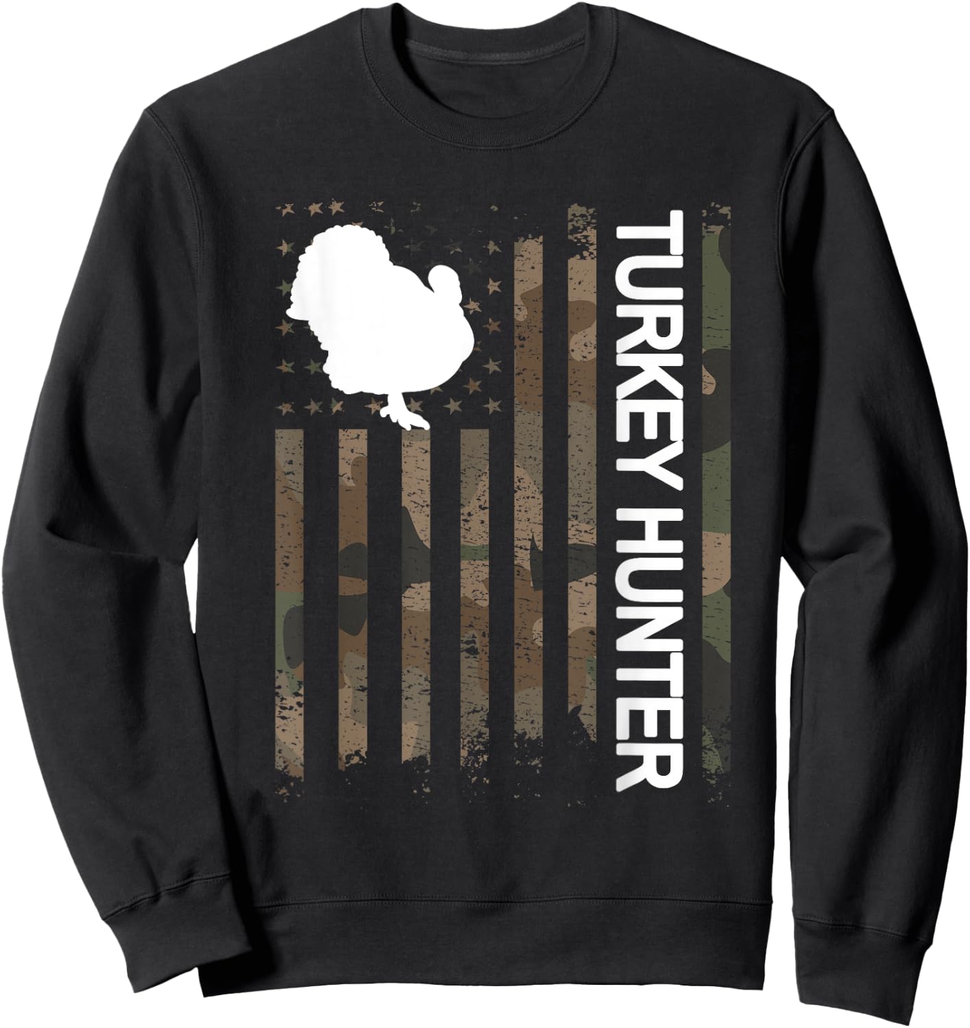 Turkey Hunter American Flag Turkey Hunting Lover Men Sweatshirt - Sweatshirt | Black