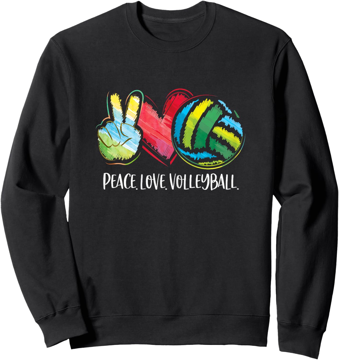 Volleyball Player Women Peace Love Volleyball Sweatshirt - Sweatshirt | Black