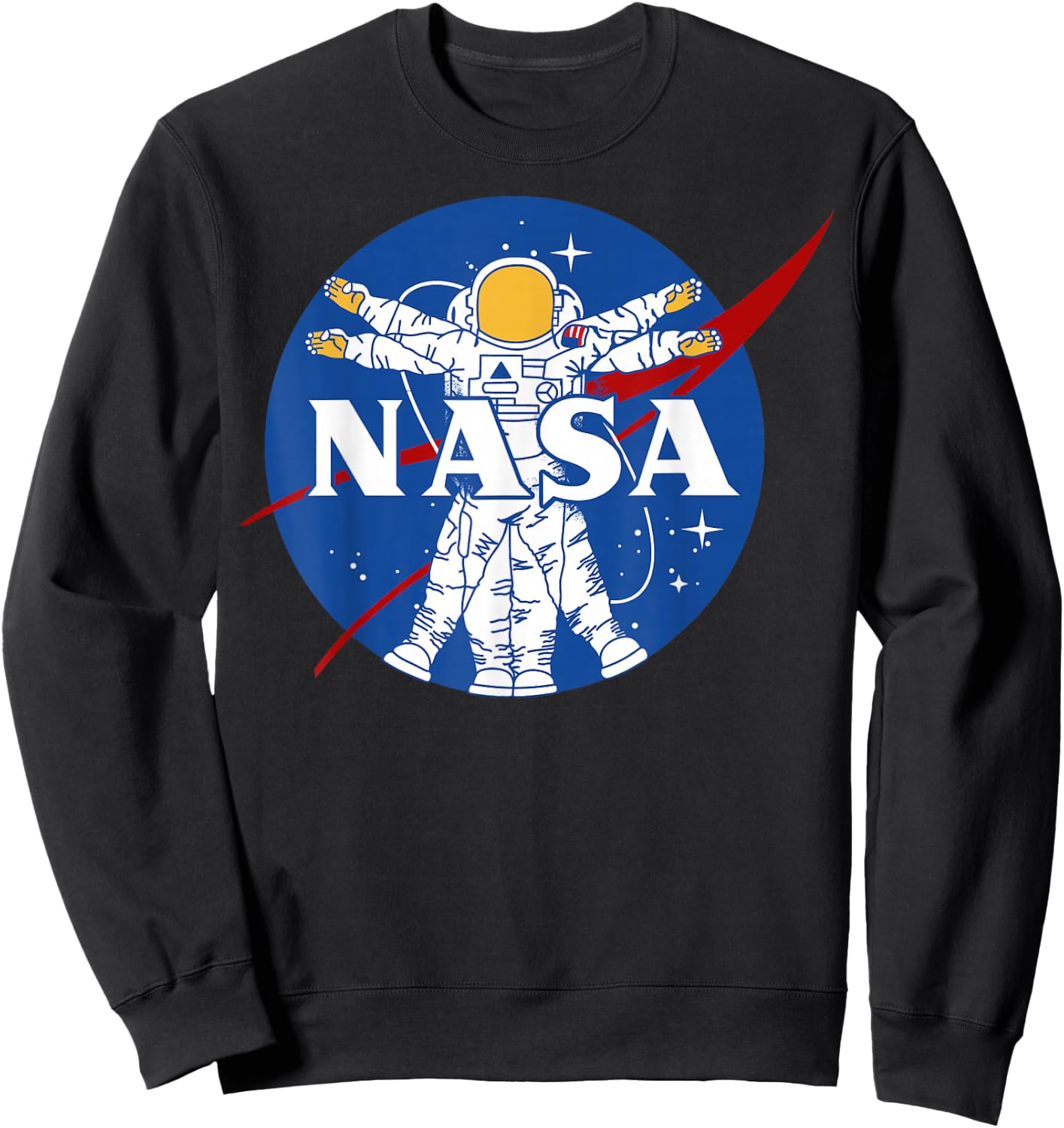 NASA Astronaut Vitruvian Man Style Logo Sweatshirt - Sweatshirt | Black