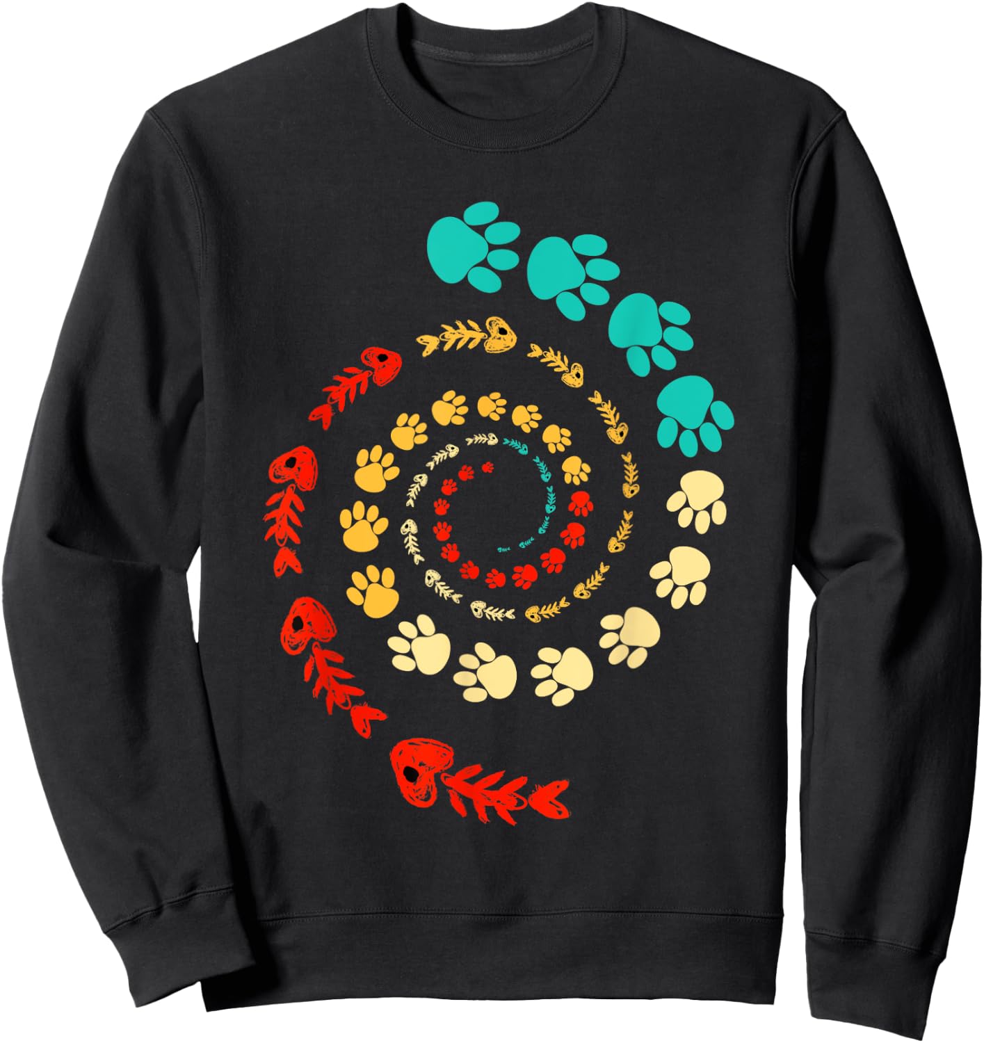 Fibonacci Cat Paw or Golden Ratio and Spiral or Fibonacci Sweatshirt - Sweatshirt | Black