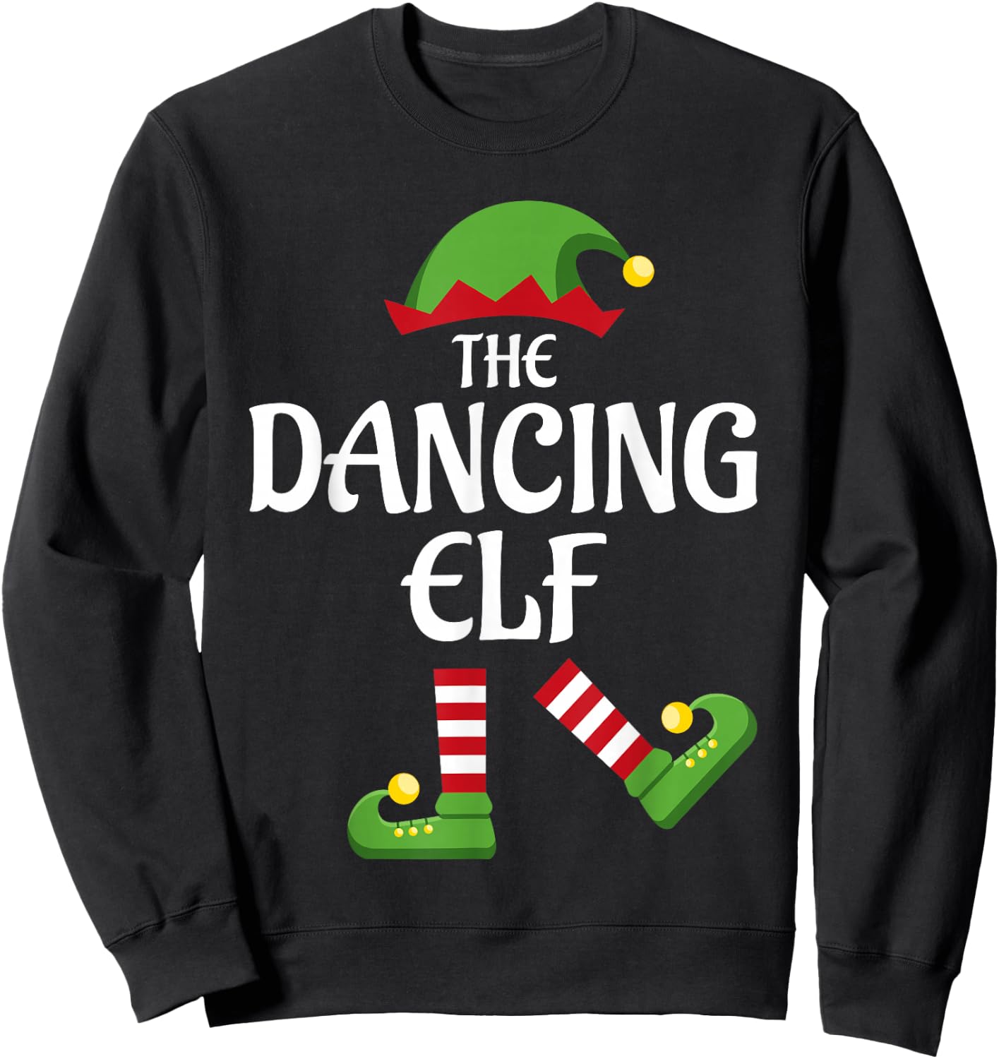 Dancing Elf Family Matching Group Christmas Party Sweatshirt - Sweatshirt | Black