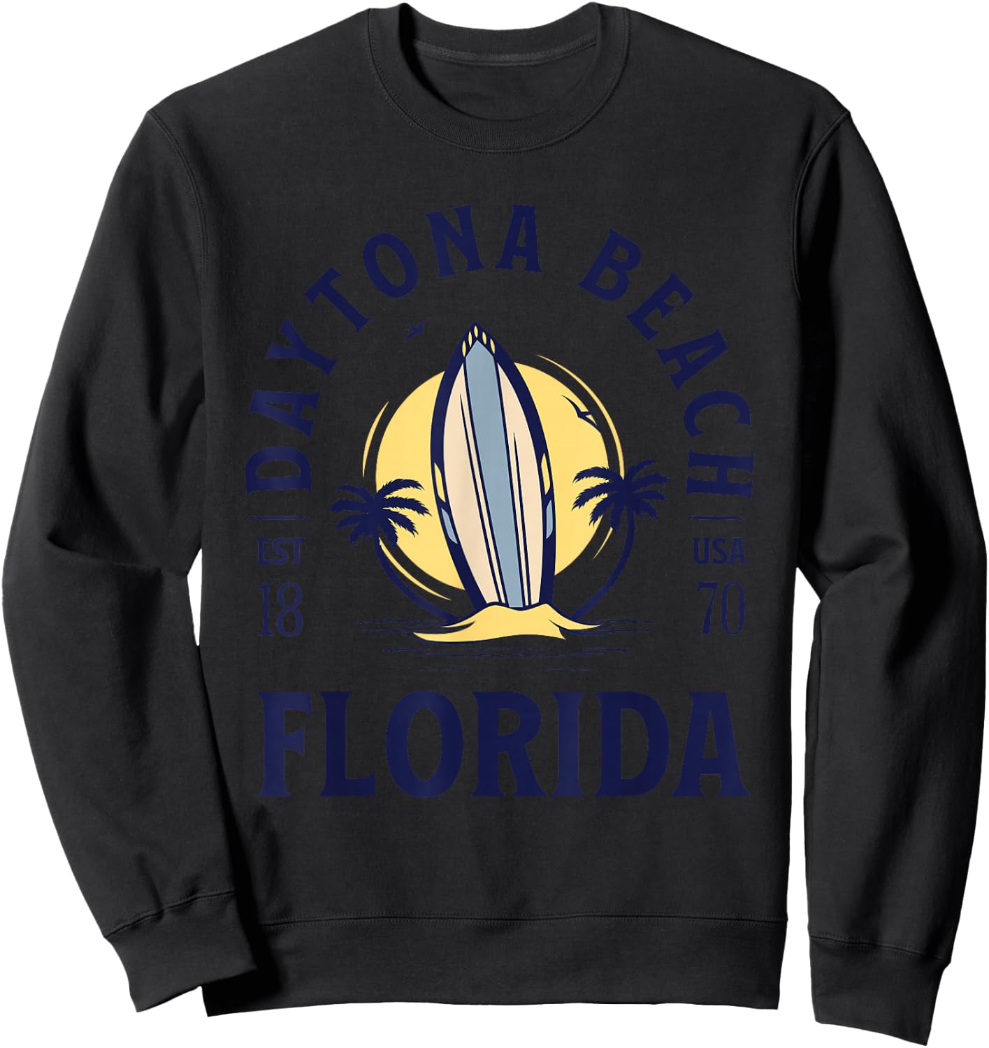 Daytona Beach Florida Surf Summer Vacation Vintage Women Kids Sweatshirt - Sweatshirt | Black
