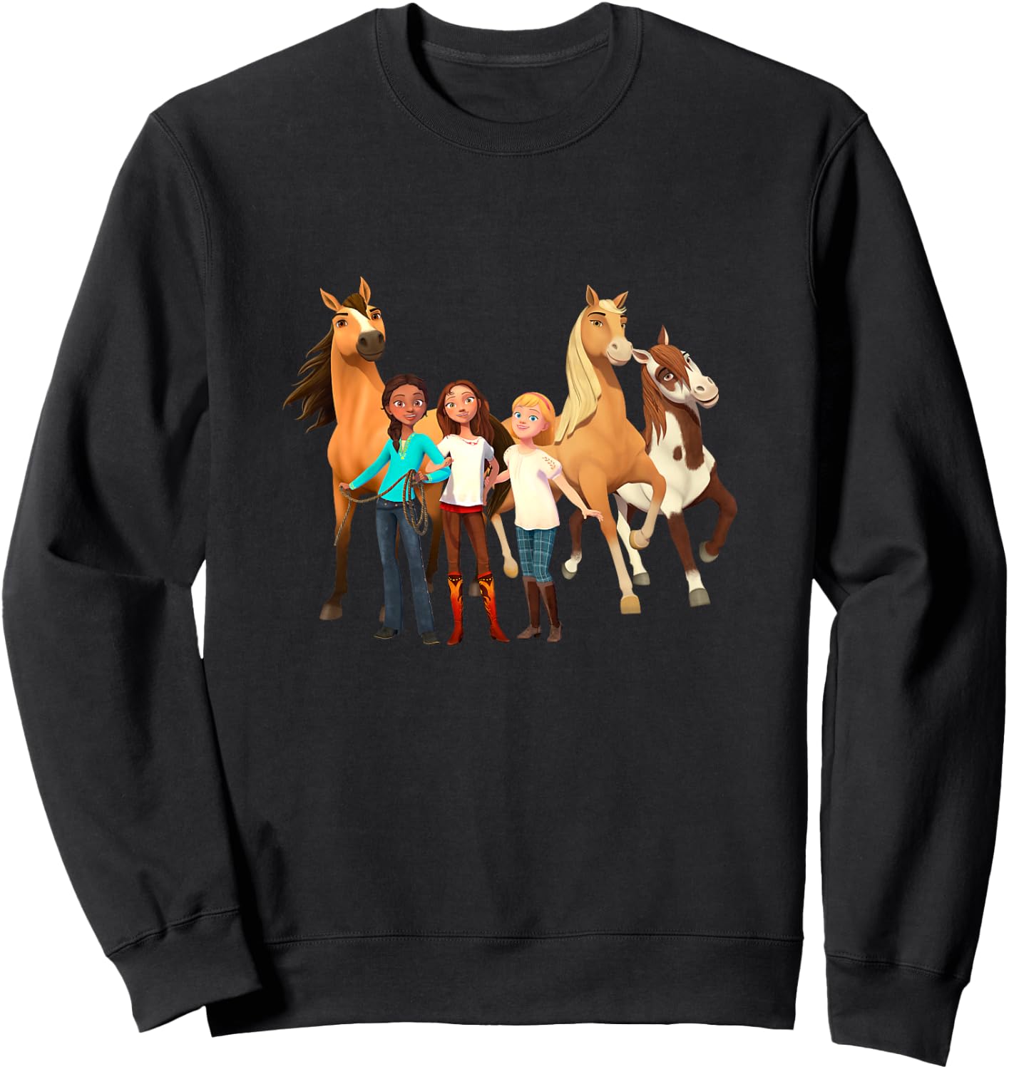Kids DreamWorks Spirit Riding Free - All Character Kids Sweatshirt - Sweatshirt | Black