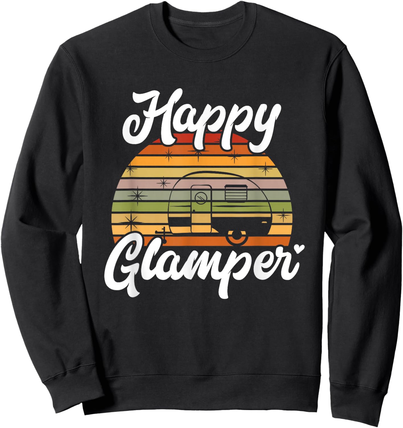 Camping Funny Camper Funny Glamping Happy Glamper Sweatshirt - Sweatshirt | Black