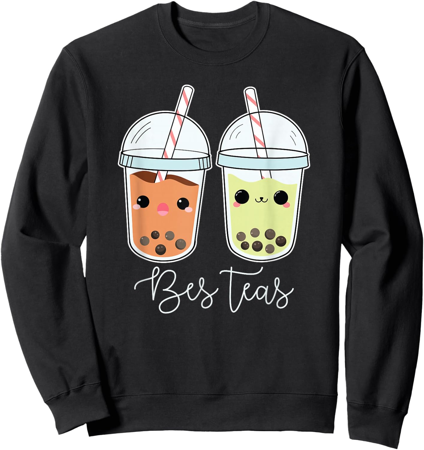 Bes Teas Best Friends Besties Boba Tea Bubble Tea Gift Sweatshirt - Sweatshirt | Black