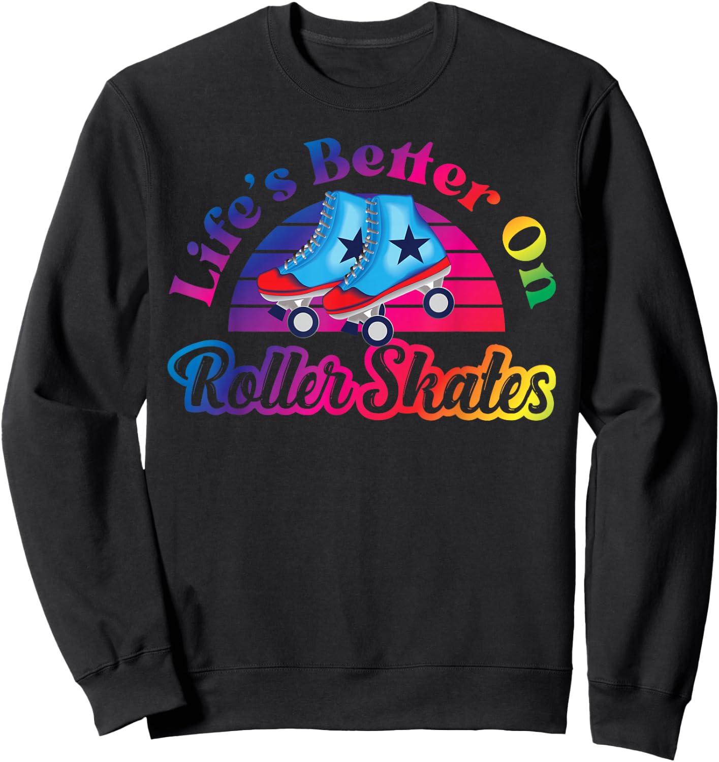 Cool Roller Skating Skate Girl 1970S Retro Sweatshirt - Sweatshirt | Black