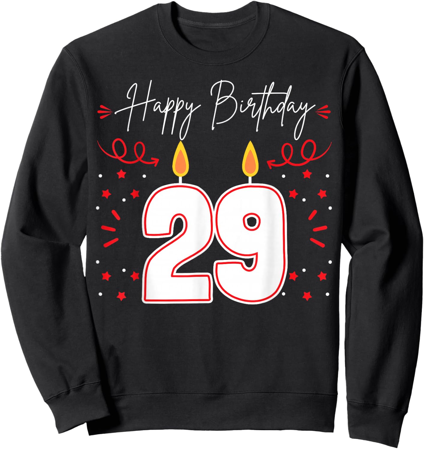 Candle 29 Birthday Party Decoration Wishes Candlelight Cake Sweatshirt - Sweatshirt | Black