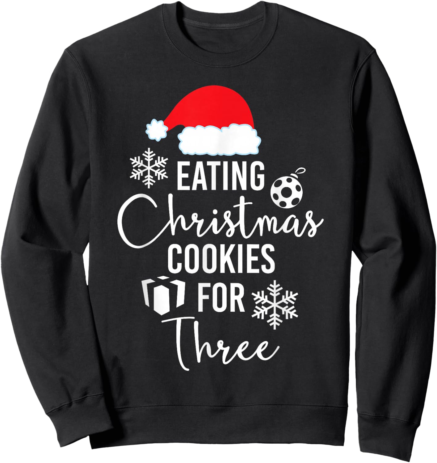 Eating Christmas Cookies For Three Shirt Pregnancy Twins Sweatshirt - Sweatshirt | Black