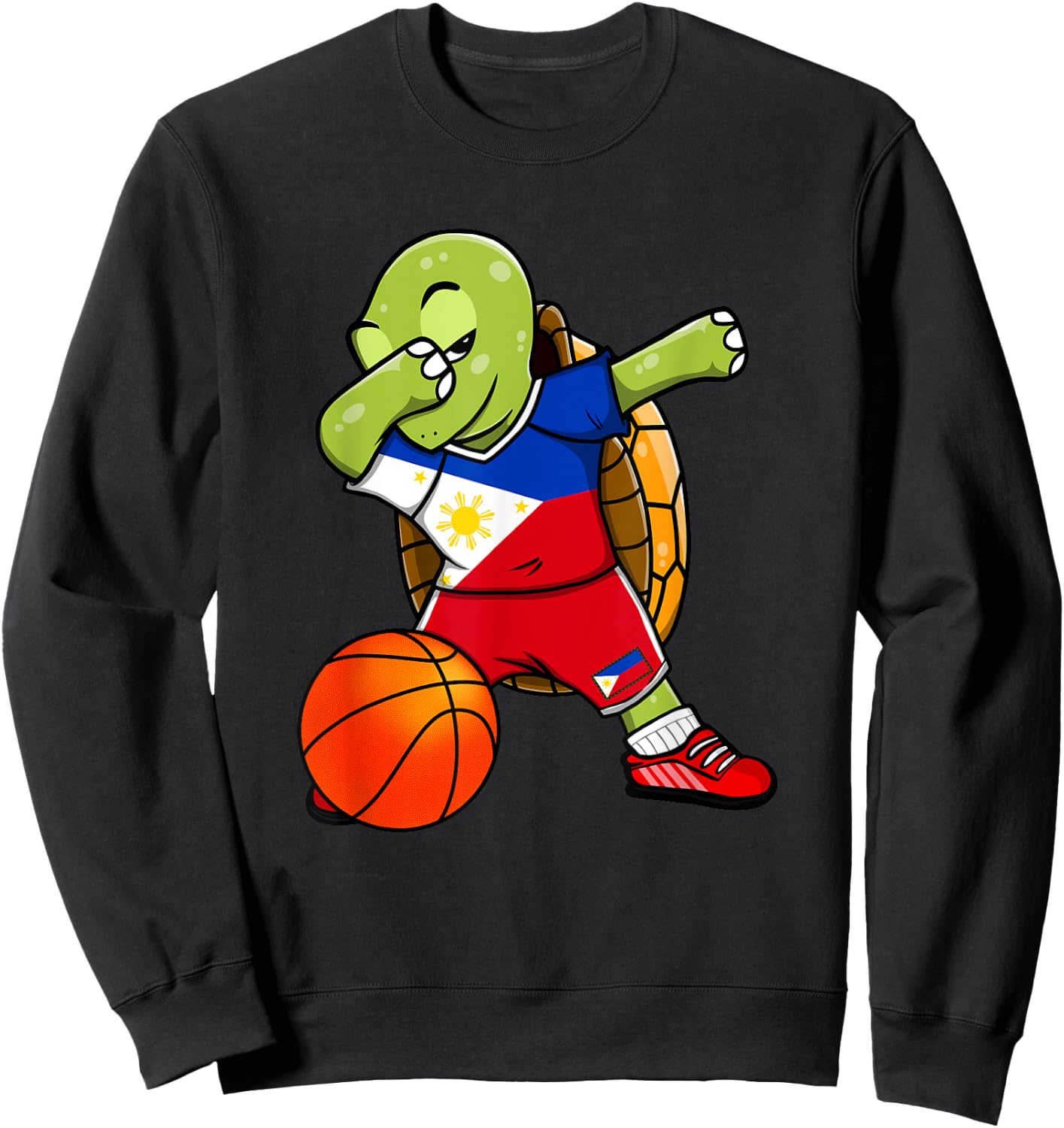 Dabbing Turtle Philippines Jersey Philippine Basketball Fans Sweatshirt - Sweatshirt | Black